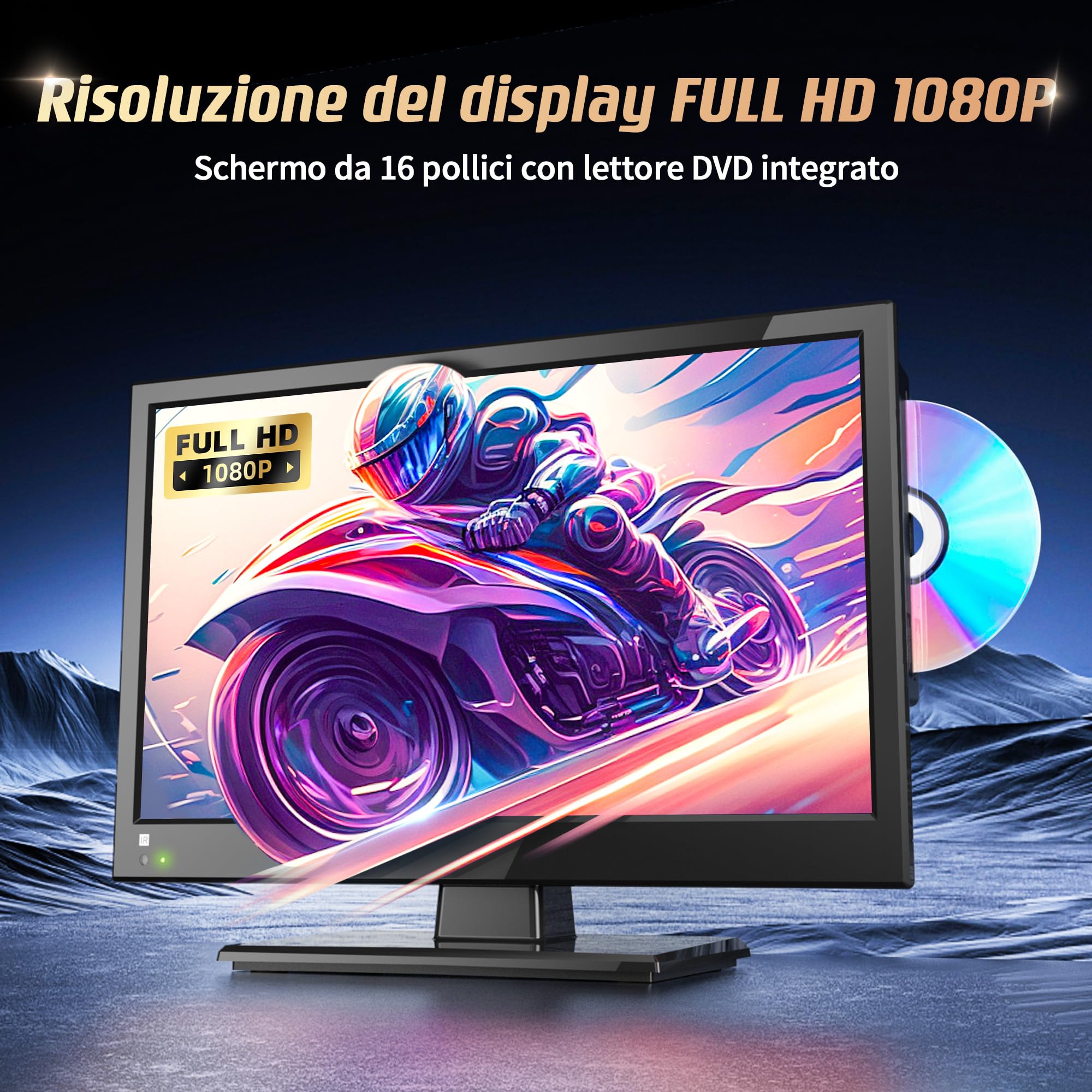 Desobry 22 Pollici TV Mini con Player DVD Antenna - Dettaglio