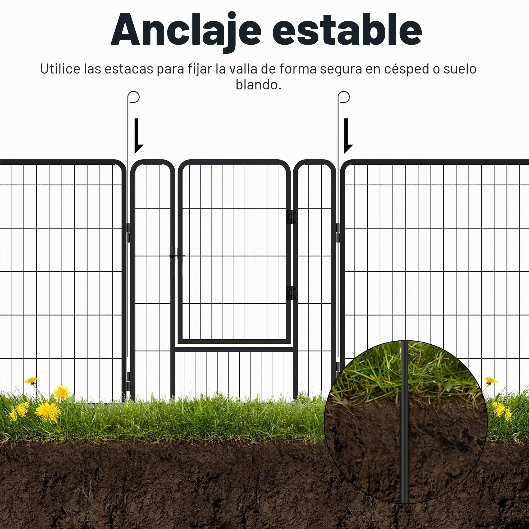 UISEBRT Parque para cachorros con puerta, flexible, plegable, para perros, gatos, cachorros, conejos (80 x 80 cm, 8 unidades)