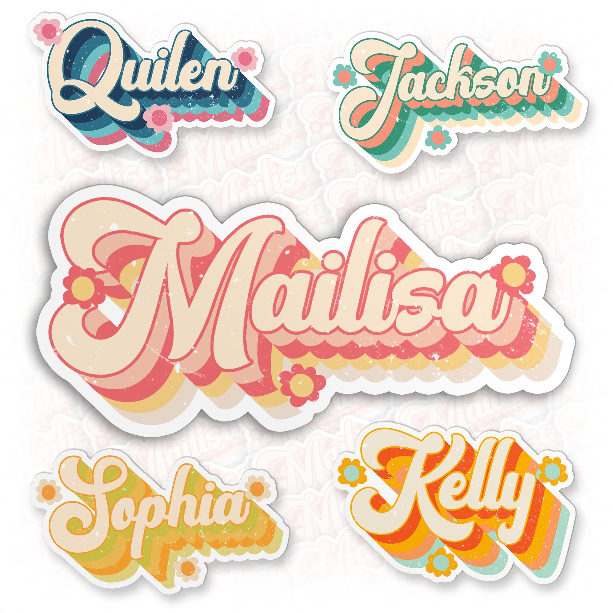 Custom Retro Name Sticker Personalized Pink Bow Ribbon Decal | Waterproof Die-Cut Vinyl Sticker for Laptop, Water Bottle, Phone Case, Cute Decor &