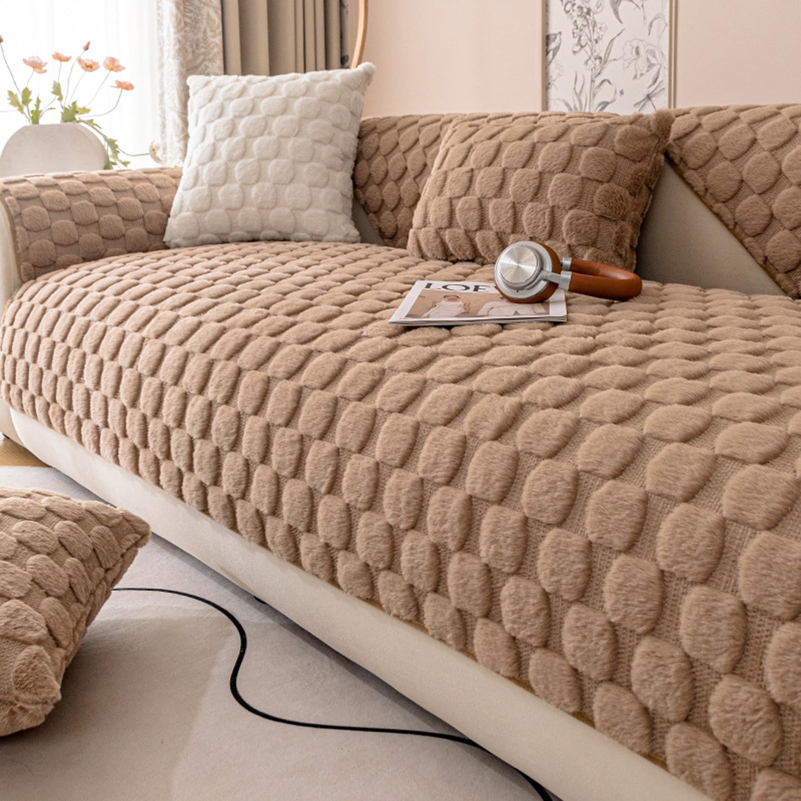 Housse de canapé en peluche anti-glisse : protégez votre canapé en L
