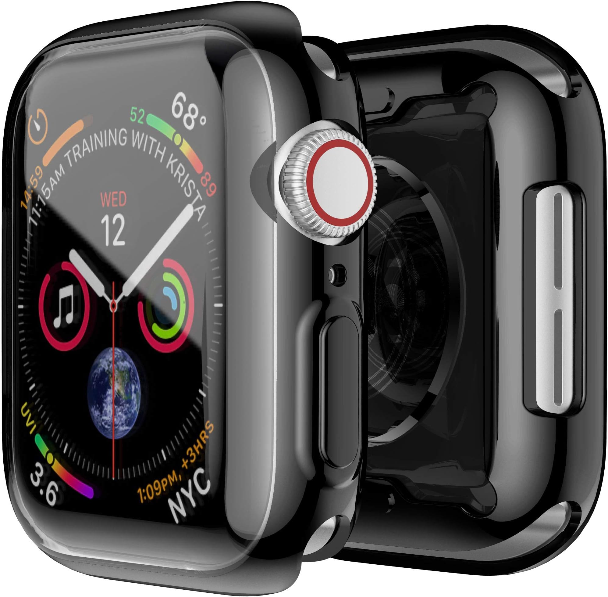 Smiling Case for Apple Watch Series 5 with Buit in TPU Clear Screen Protector 44mm- All Around Protective Case High Definition Clear Ultra-Thin Cover for Apple Watch 44mm Series 5 (Black)
