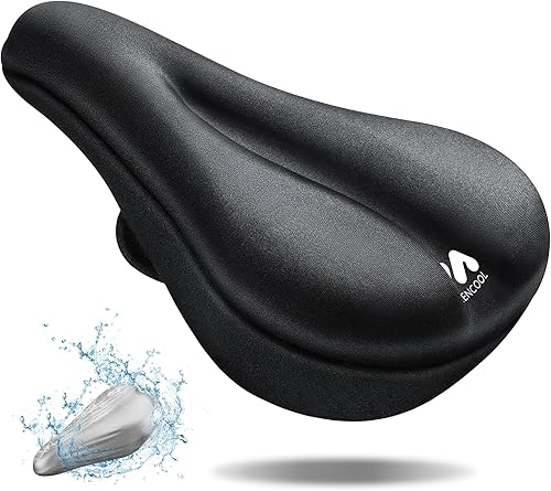 Vista 9 de Bike Seat Cushion - Gel Padded Bike Seat Cover for Men Women Comfort, Adjustable Velcro Secure Bicycle Seat Cushion Compatible with Peloton, Indoor