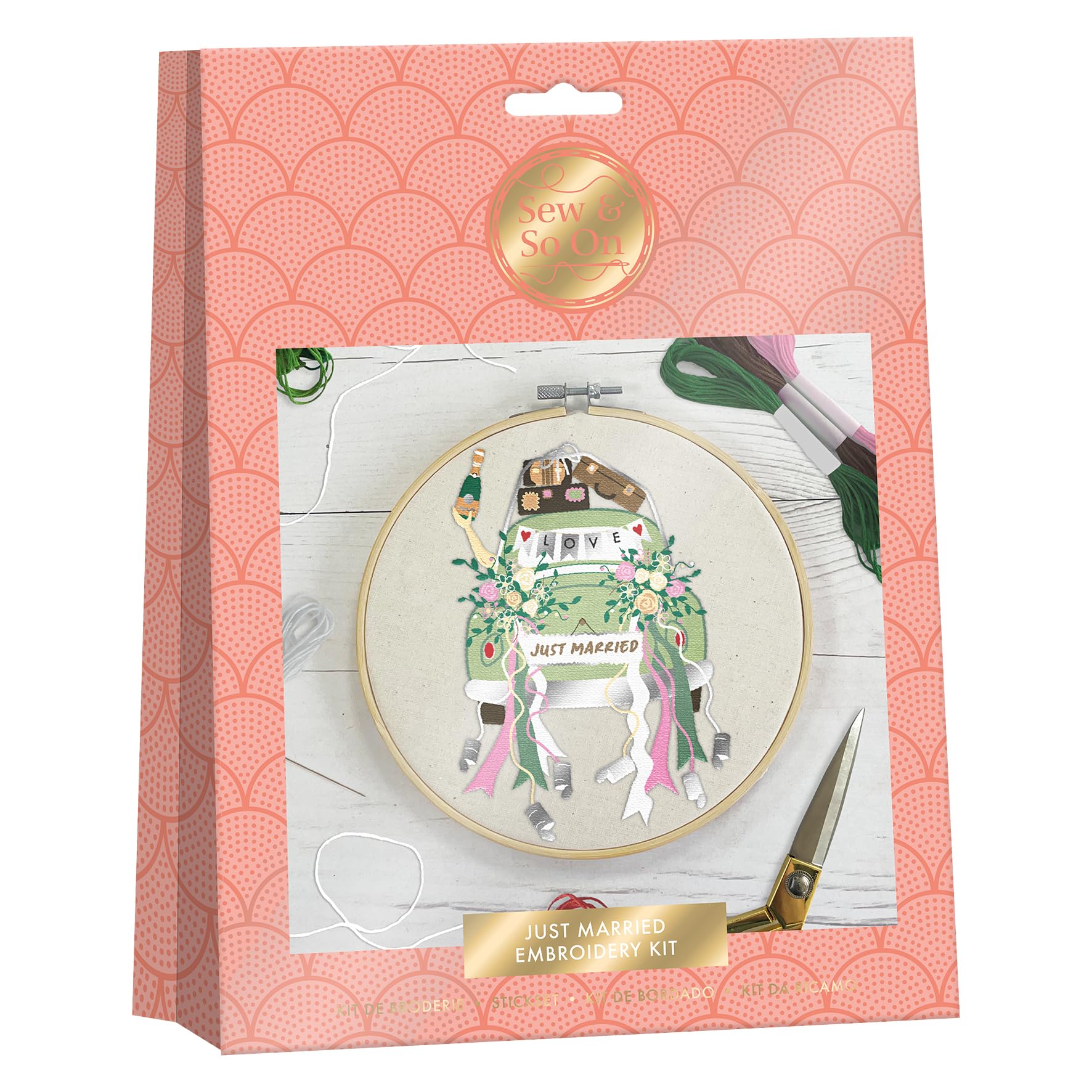 Sew And So On Premium Embroidery Kit, Wedding Car, Kits for Adults & Cross Stitch for Beginners Gift Idea, Beginner Patterns