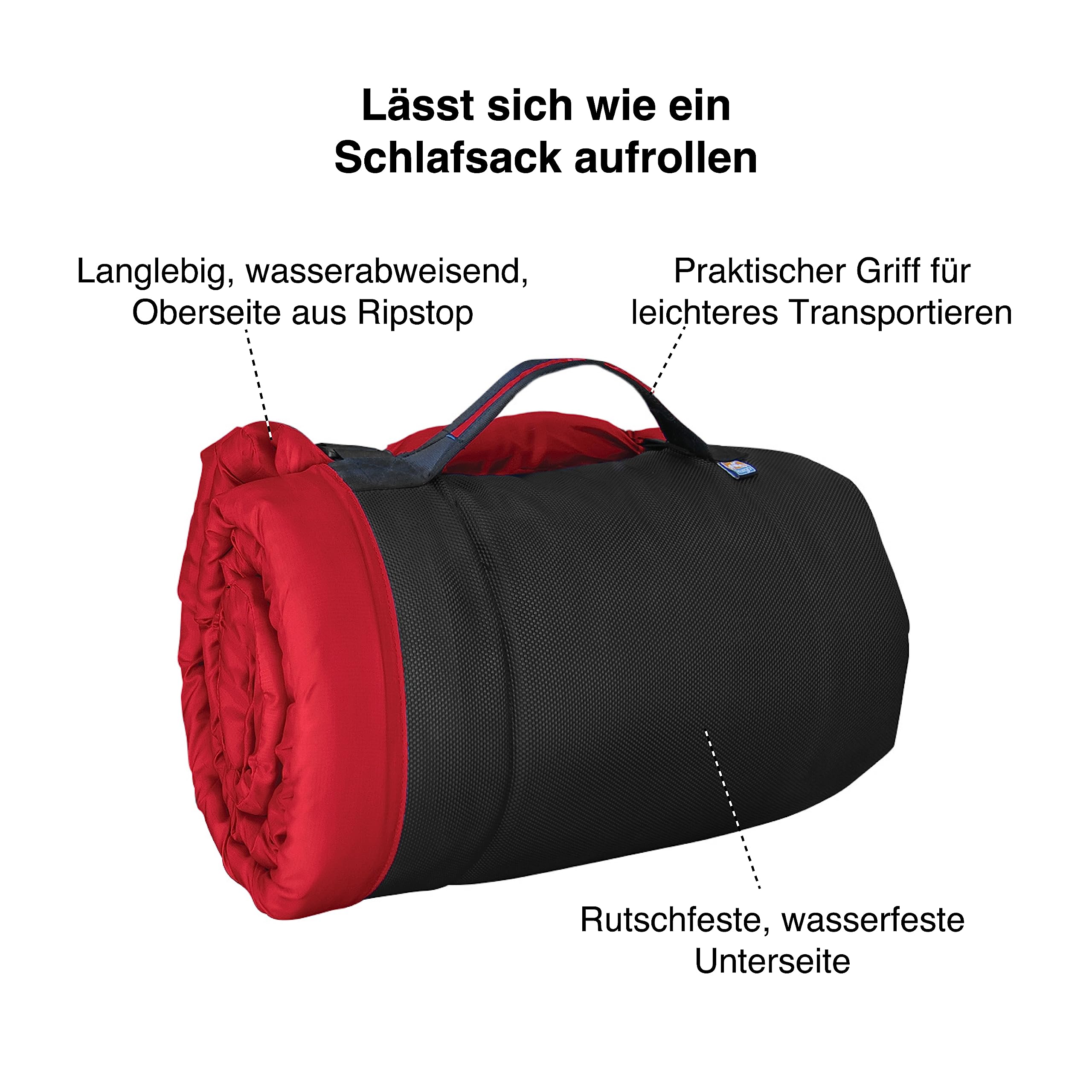 Kurgo Wasserdichtes Hundebett, Outdoor Bett für Hunde, Tragbare Bettrolle für Haustiere, Reisen, Wandern, Camping, Wander Loft Hundebett, Chili Rot, Mittel