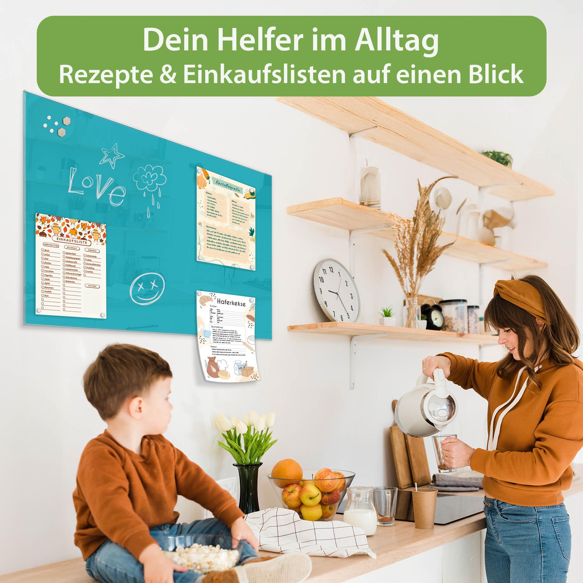 banjado Glas-Pinnwand in 60x40cm für Notizen und klare Farbgestaltung