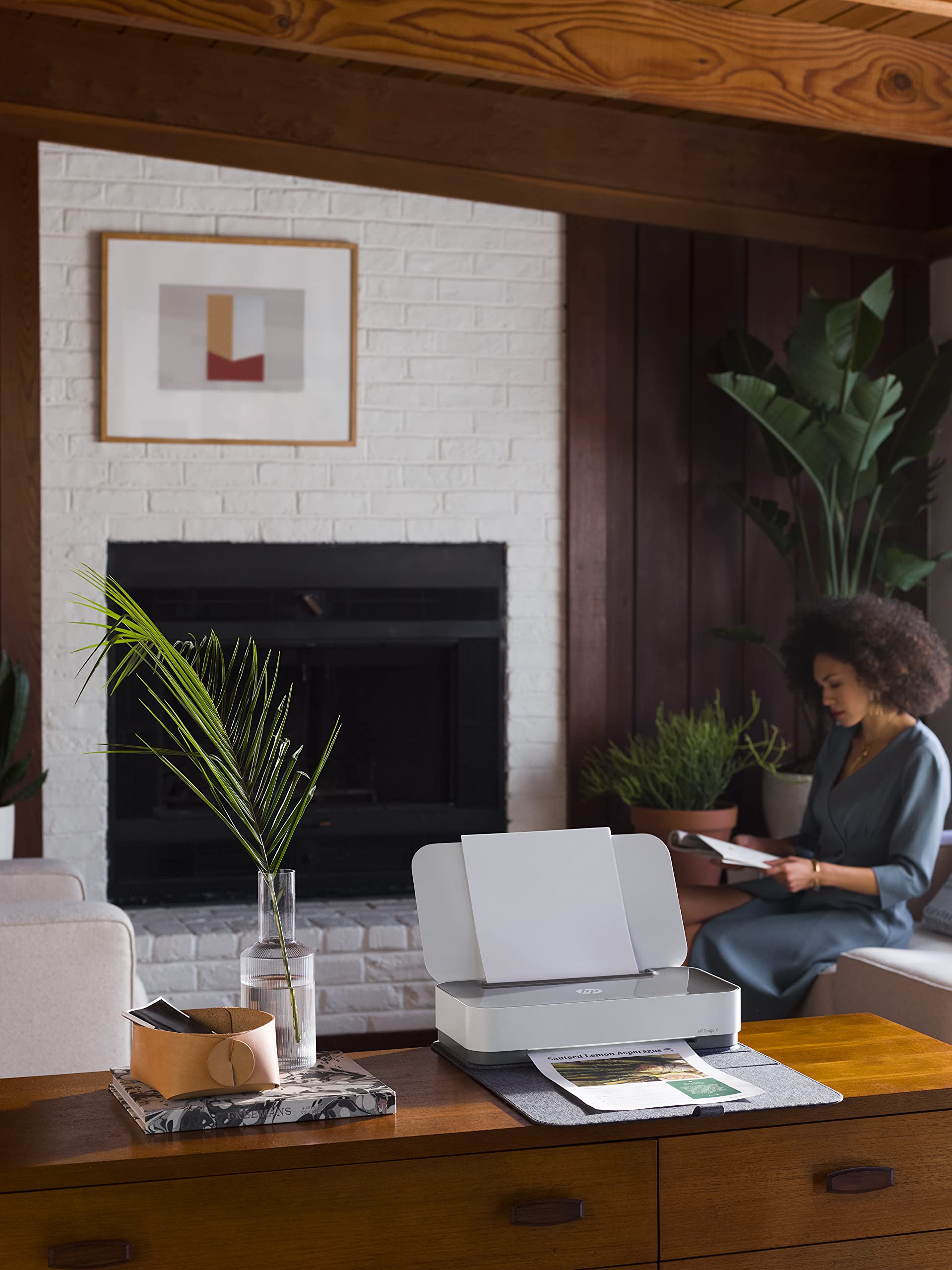 HP Tango X Smart Home Drucker (HP Instant Ink, WLAN, Bluetooth, integrierte Sprachsteuerung, graues Wrap Pad, mit 6 Monaten Instant Ink inklusive) weiß/grau