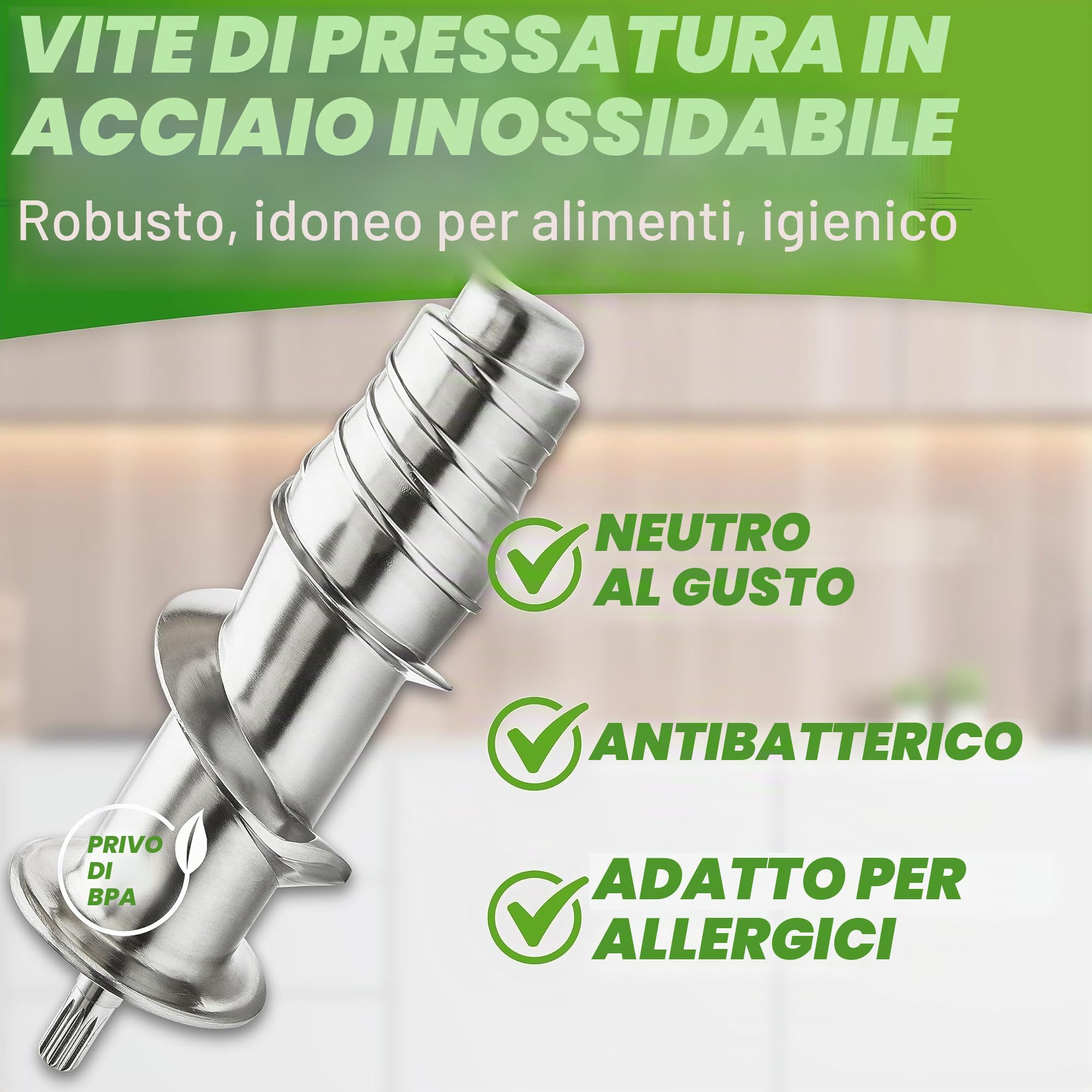 GREEN-PRESS MAX Estrattore di Succo Lento in Acciaio Inossidabile 304 con Coclea Senza BPA | Per Frutta Intera, Sedano, Verdure e Frutta | Vincitore del Test 2023 | Estrattore di Succo Versatile