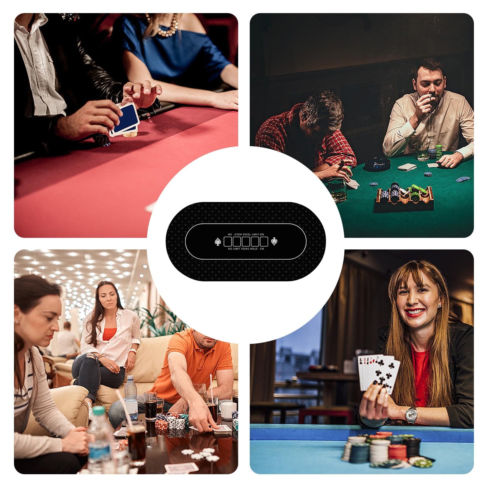 Nappe de Casino, Dessus de Table de Poker - Tapis de Poker Holdem 120x60cm,Couvertures de Table de Cartes antidérapantes, Tapis de Table de Poker pour Texas Holdem Poker, Jeux de Cartes