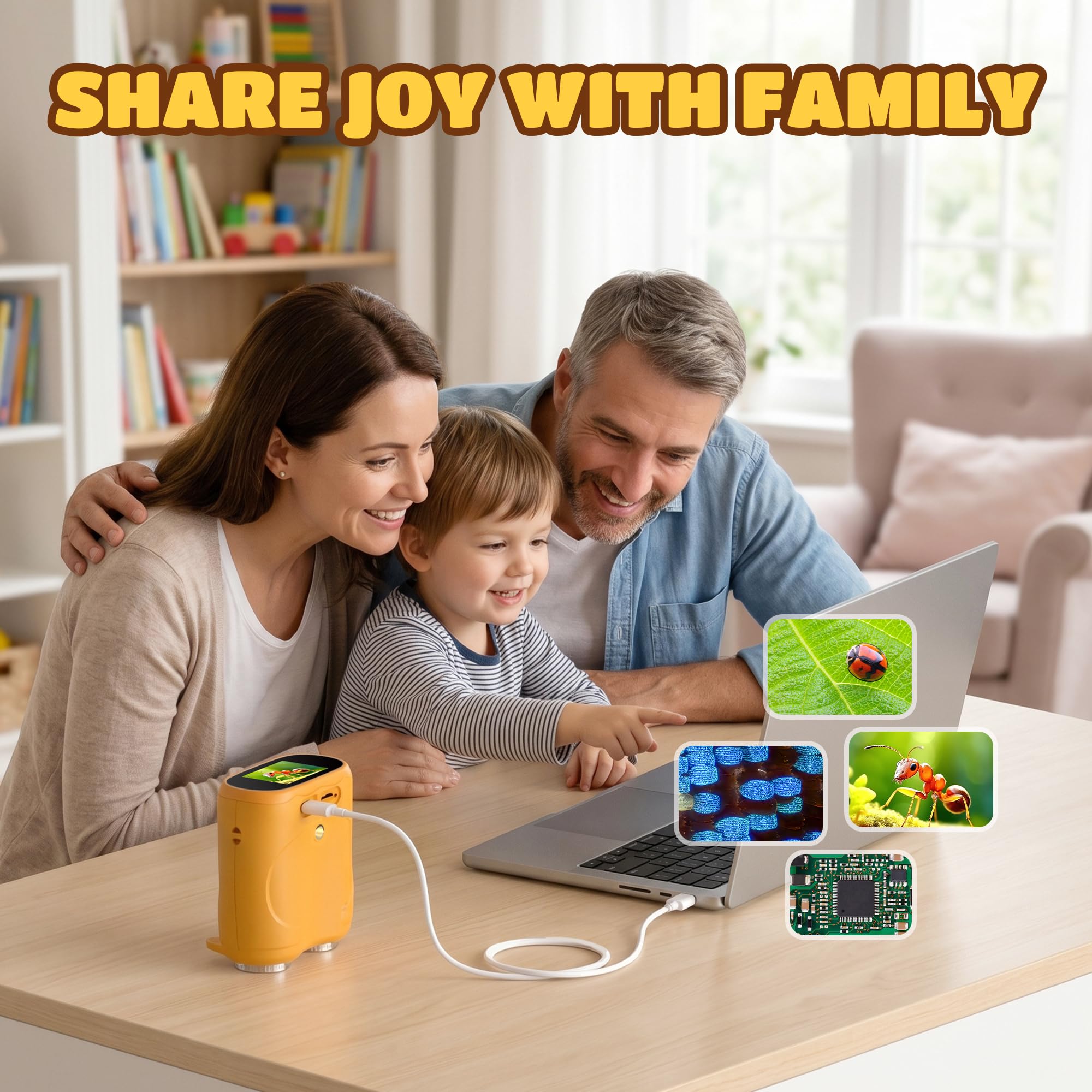 1000X Digital Mikroskop für Kinder Pocket: 2-in-1 Lupe und Teleskop - Geschenk für Jungen Mädchen ab 3-8 8-12 Jahren - Experimente Set Tragbares Spielzeug Outdoor Garten - STEM Geburtstag USB-C