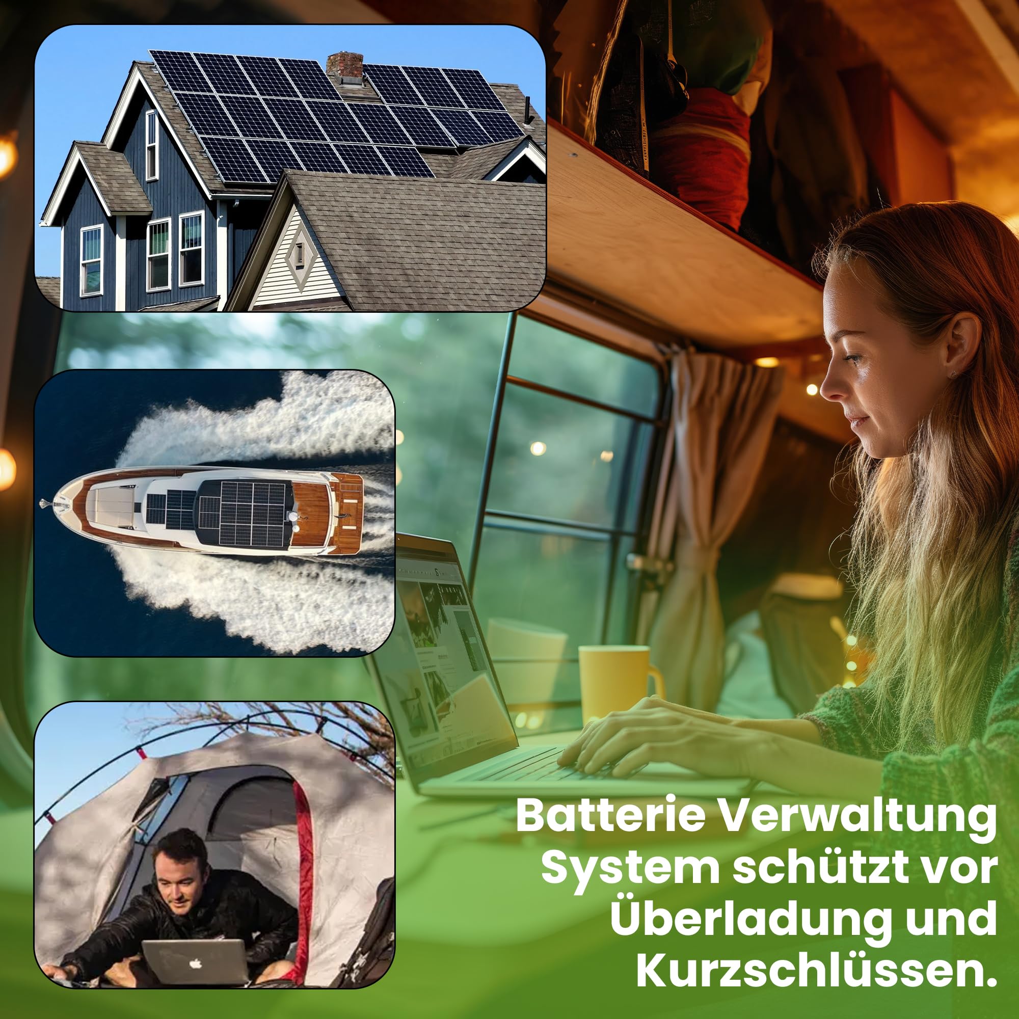Offgridtec Autark Pro M 200W Solaranlage, 1500W AC Leistung, 100Ah LiFePO4 Akku, MPPT Laderegler mit Display, Plug & Play, Sinus-Spannungswandler, USB-Ausgänge, Für Wohnmobil und autarke Haushalte