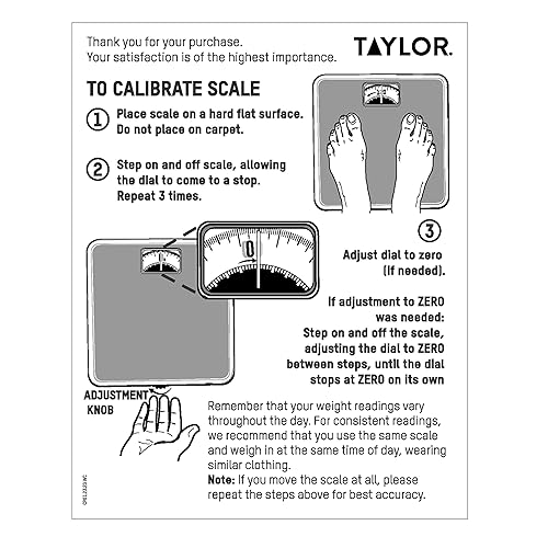 Miniatura 9 de Taylor Báscula de baño analógica, monitor de peso corporal clásico, dispositivo de pesaje mecánico no digital con capacidad de 300 libras, diseño