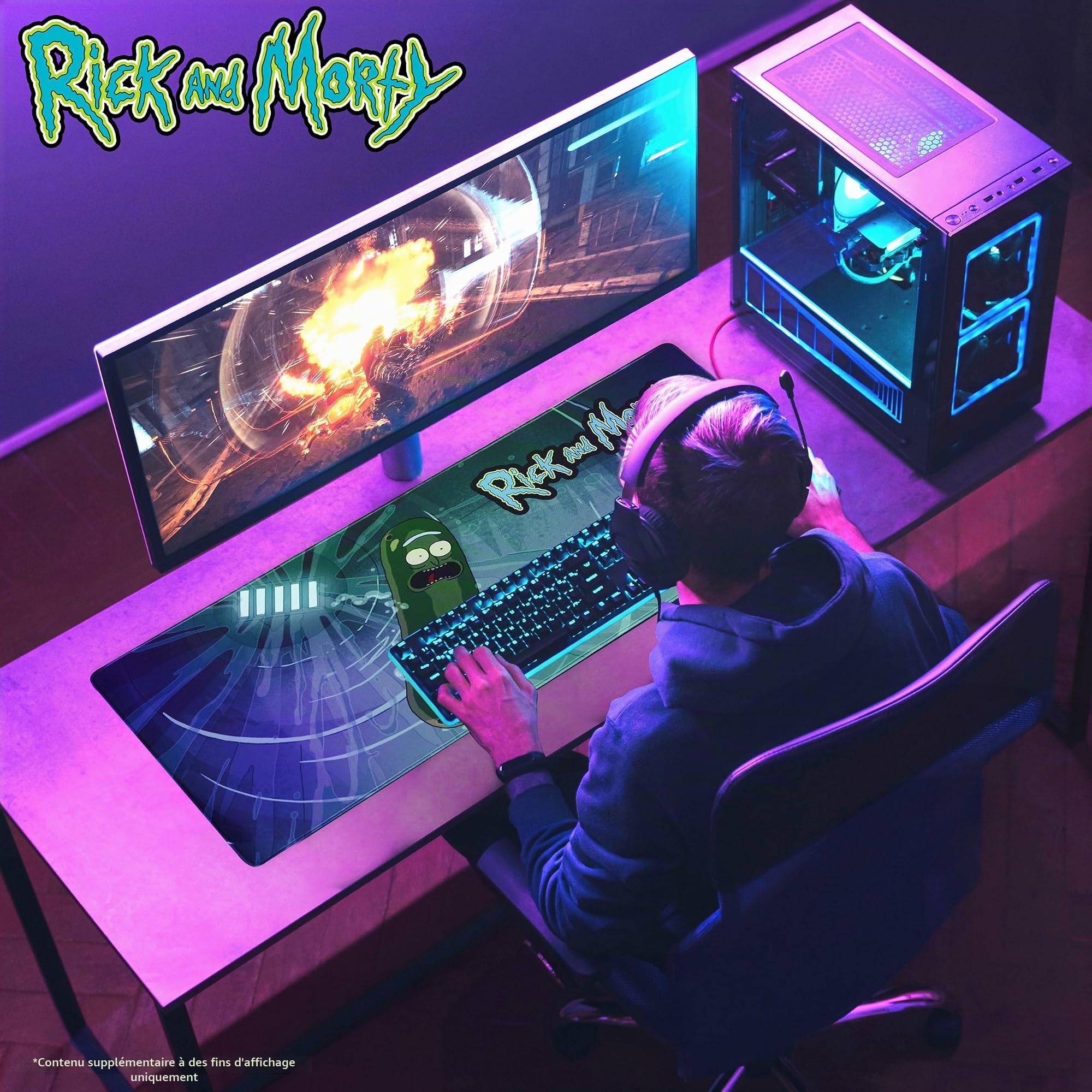 Rick and Morty Tapis de Souris XL Dessous de Bureau Mouse Pad Format 80x36 cm Accessoire de Bureau Original