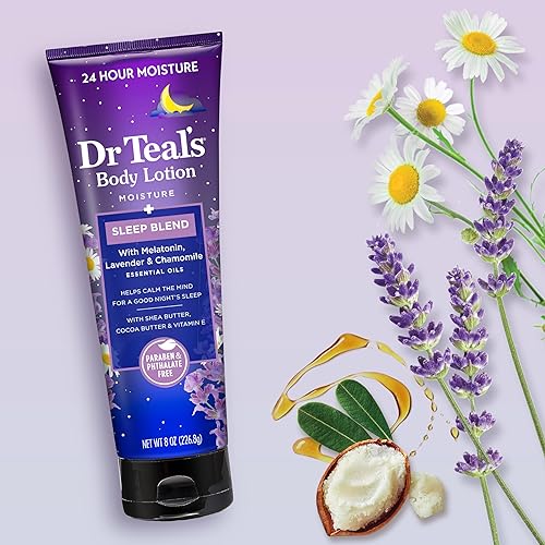 Miniatura 8 de Dr Teal's Loción corporal para dormir, humedad 24 horas, con aceites esenciales de melatonina, lavanda y manzanilla, 8 onzas líquidas (paquete de 3)