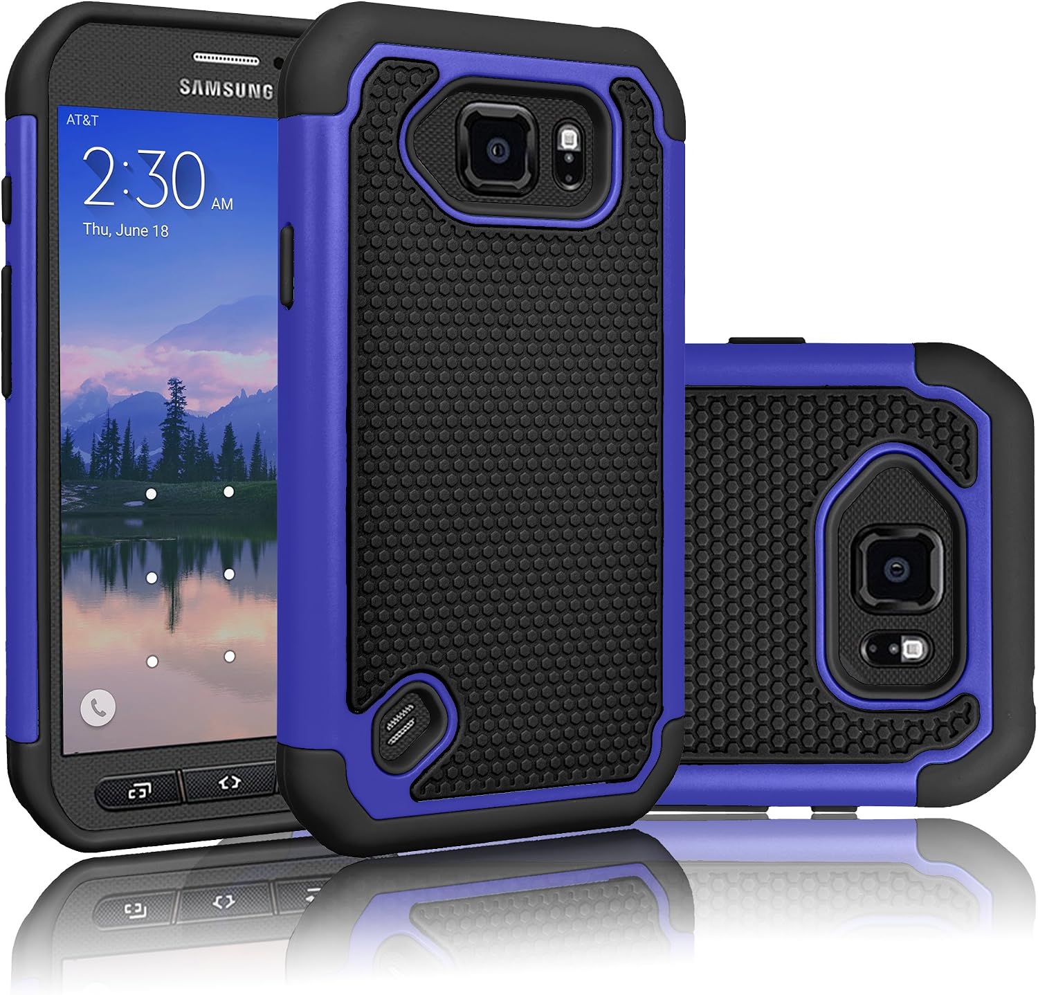 Tekcoo Galaxy S6 Active Case, (TM) [Tmajor Series] [Blue/Black] Shock Absorbing Hybrid Rubber Plastic Impact Defender Rugged Slim Hard Case Cover Shell for Samsung Galaxy S6 Active AT&T SM-G890