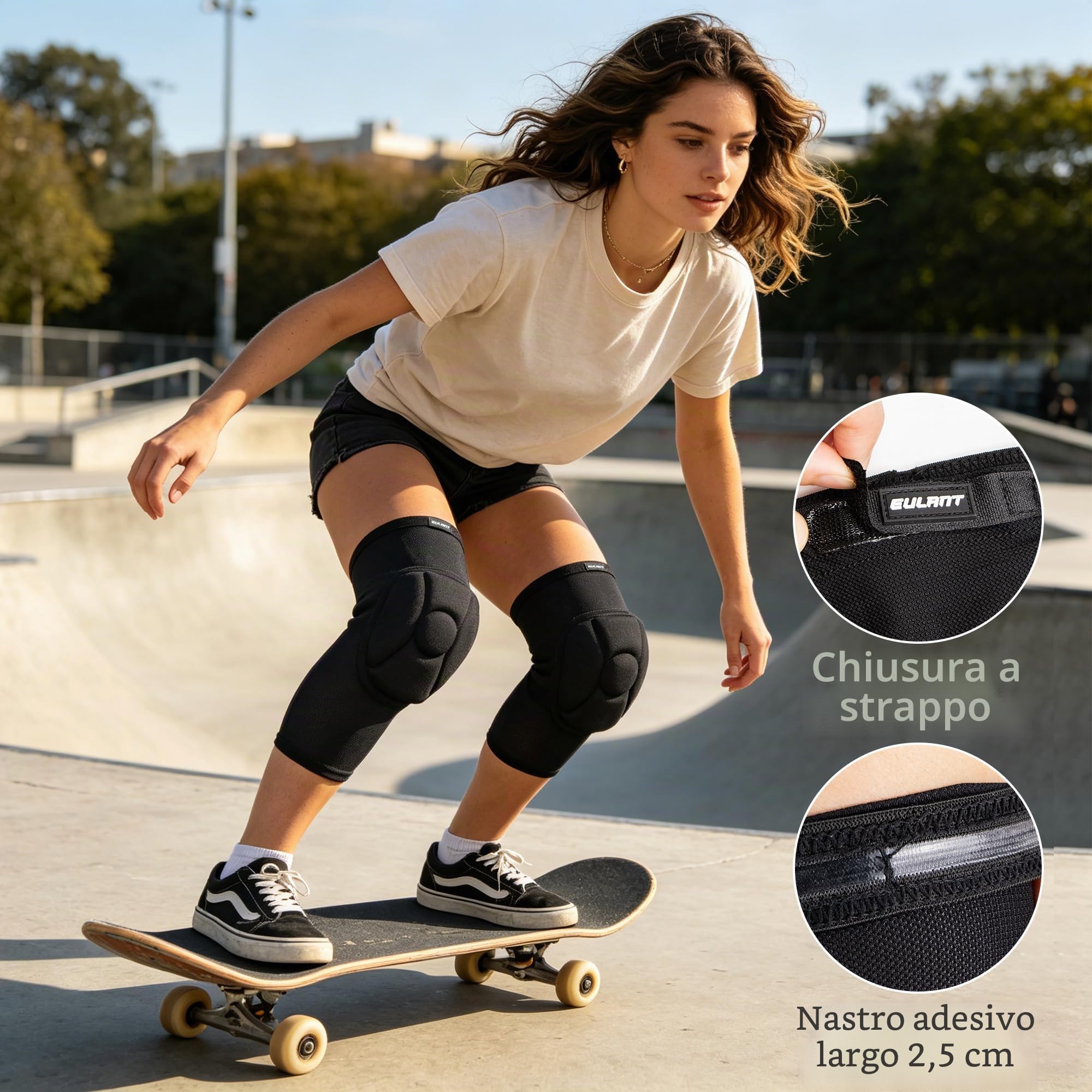 EULANT Ginocchiere di Protezione con Spessa Spugna, Calcio Ginocchiere da Portiere, Knee Pads per Pallavolo Bici Danza Rugby MTB Basket