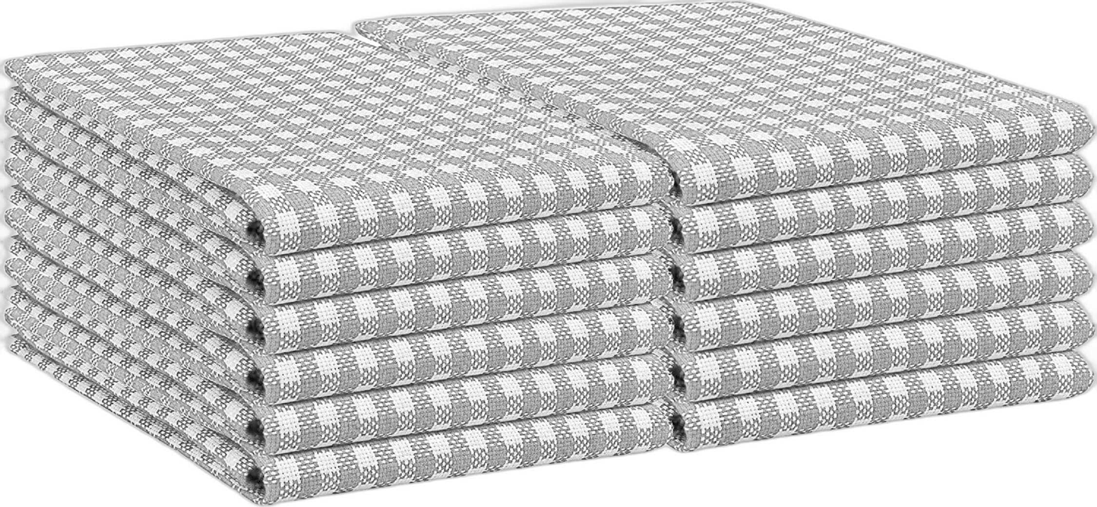 Wholesale Trade Dealz Silver 10 Pack Wonderdry Tea Towels 100% Cotton Kitchen Dish Cloth Long Lasting Quick Absorbent Bar Catering Cloth (Silver)