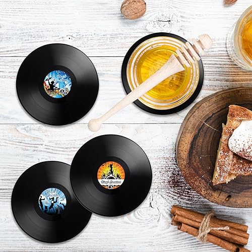 Miniatura 7 de 12 posavasos retro para discos de vinilo, regalo de música, bares, cumpleaños, fiestas para amantes de la música, costa colorida, decoración de