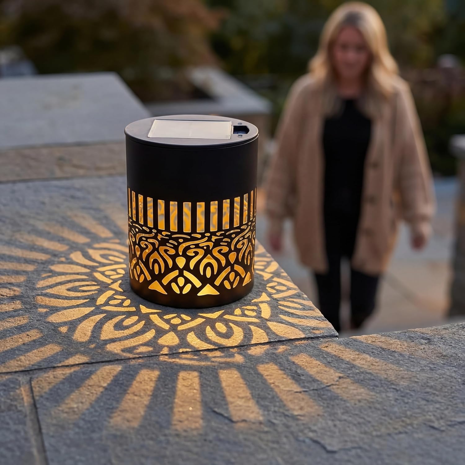 Decorative Solar Mandala Lights, Metal Outdoor Step Wall Lights, Waterproof Solar Powered Mandala Fence Lights for Garden Patio Yard Decor,Eco-Friendly & Easy Install (4)