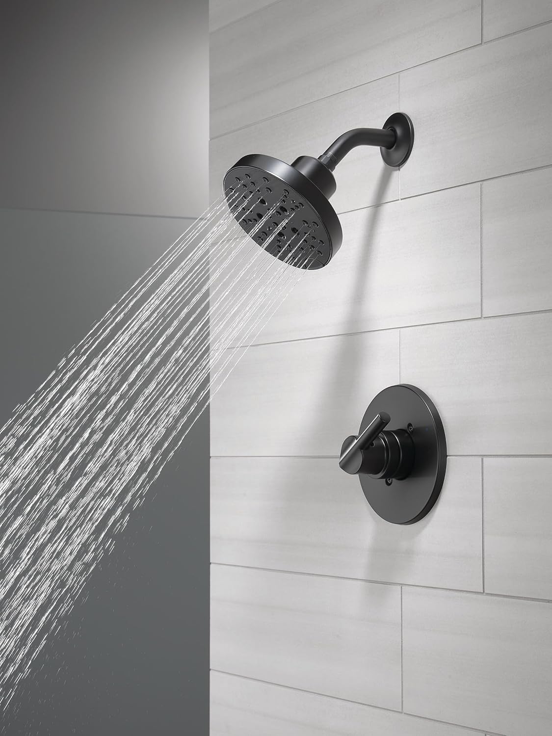 Delta Nicoli 14 Series H2Okinetic Shower Faucet Set, Matte Black Shower Head and Handle Set, Valve Trim Kit, Matte Black 142749-BL (Shower Valve Included) - Image 2