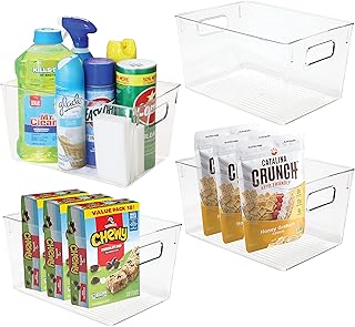 Sponsored Ad - 4 Clear Plastic Storage Bins Acrylic Organizers - Pantry Organization and Storage Organizing Bin, Refrigera...