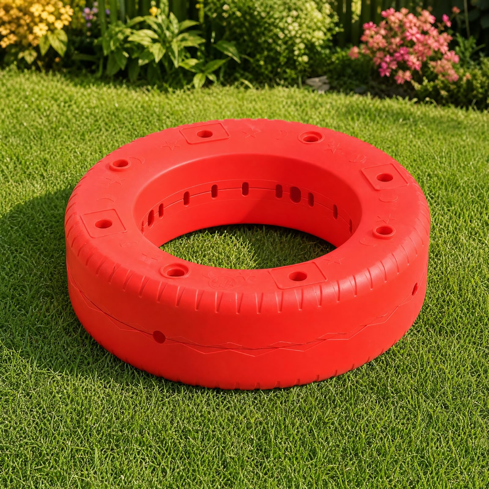 Gralara Sitzreifen mit Drainagelöchn strapazifähig Gartenreifen mit Lochung pflegeleicht Spielreifen für Gartenbesitz, Spielplatz,