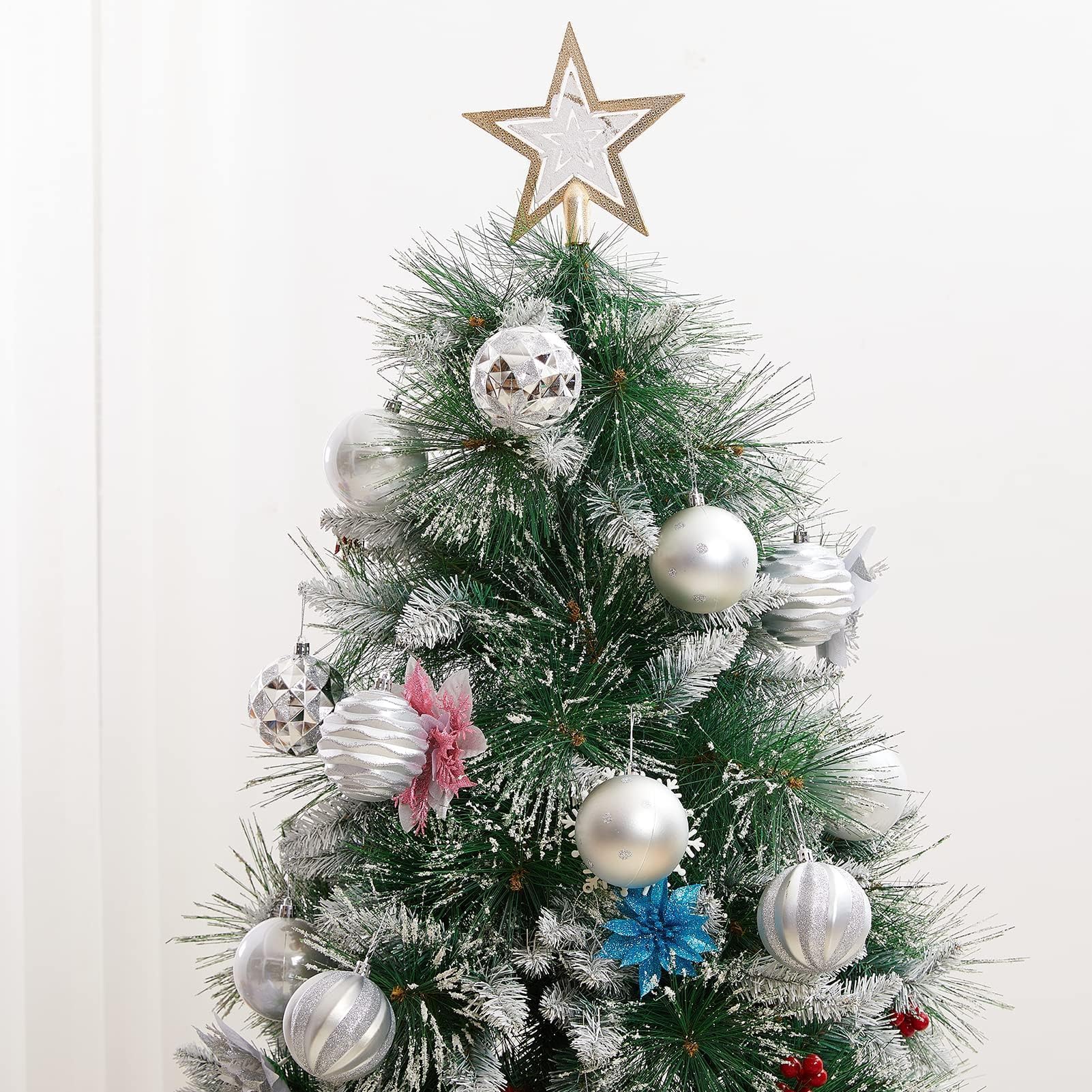 Lot de 12 boules de Noël décoratives à suspendre en plastique incassable - 80 mm - Argenté