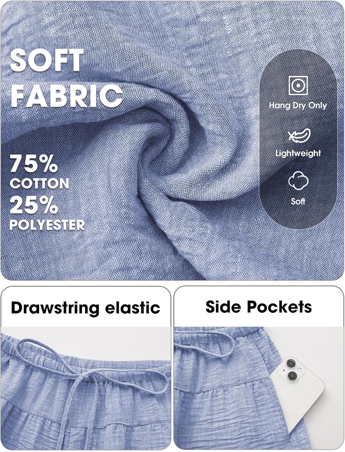 EXLURA Womens Summer Two Piece Sets Cotton Asymmetrical Tank Tops Wide Leg Pants Set Faux Linen Beach Vacation Cruise Outfits - Image 6