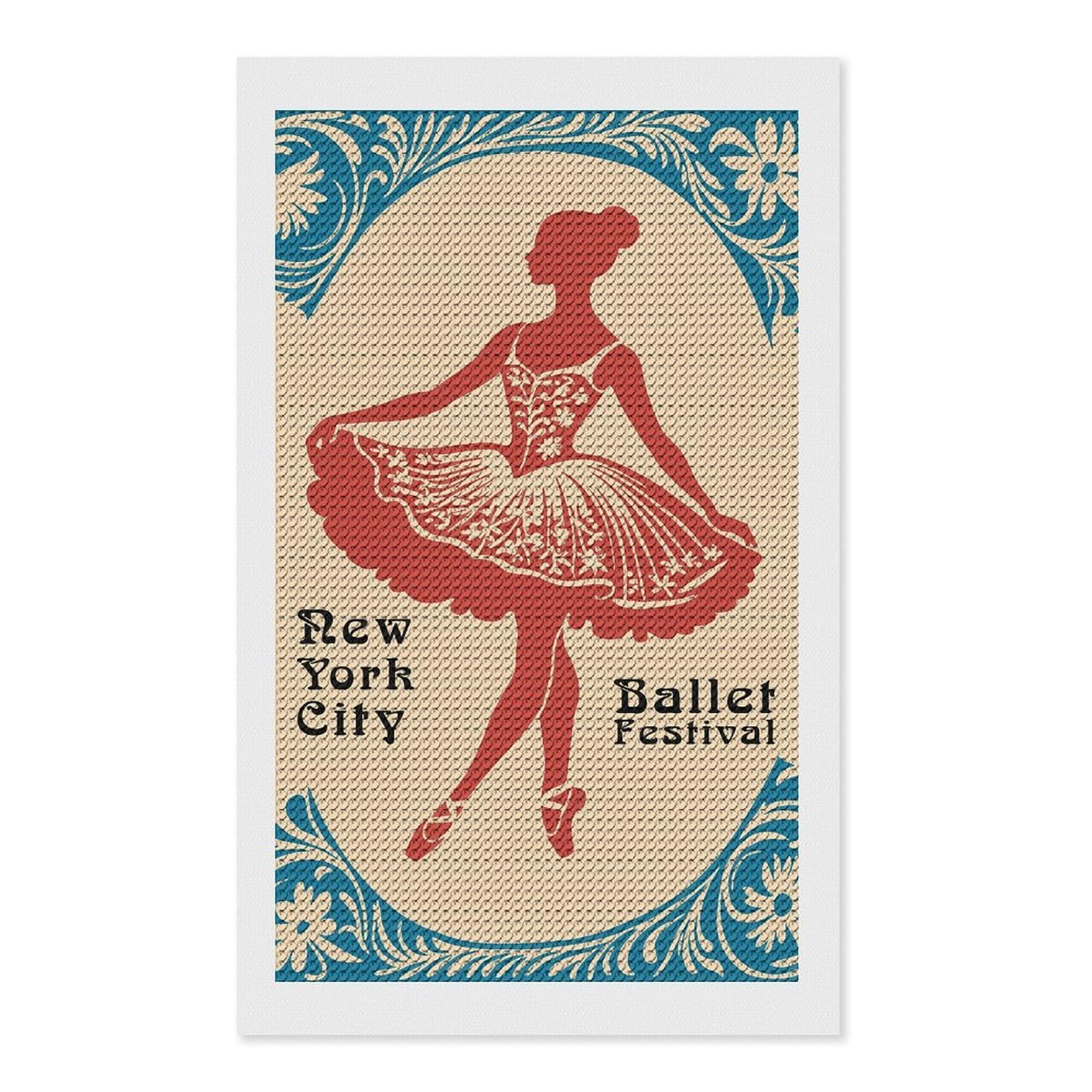 Junmoney New York City Ballet Festival Crystal Diamond Art Kit 12"x20", Modern Decor, Boho Decor, Wall Art Gift, Decorative Artwork, Creative Hobby