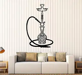 Decalque de parede de vinil fumar narguilé fumando café adesivos grande decoração (1060ig) preto