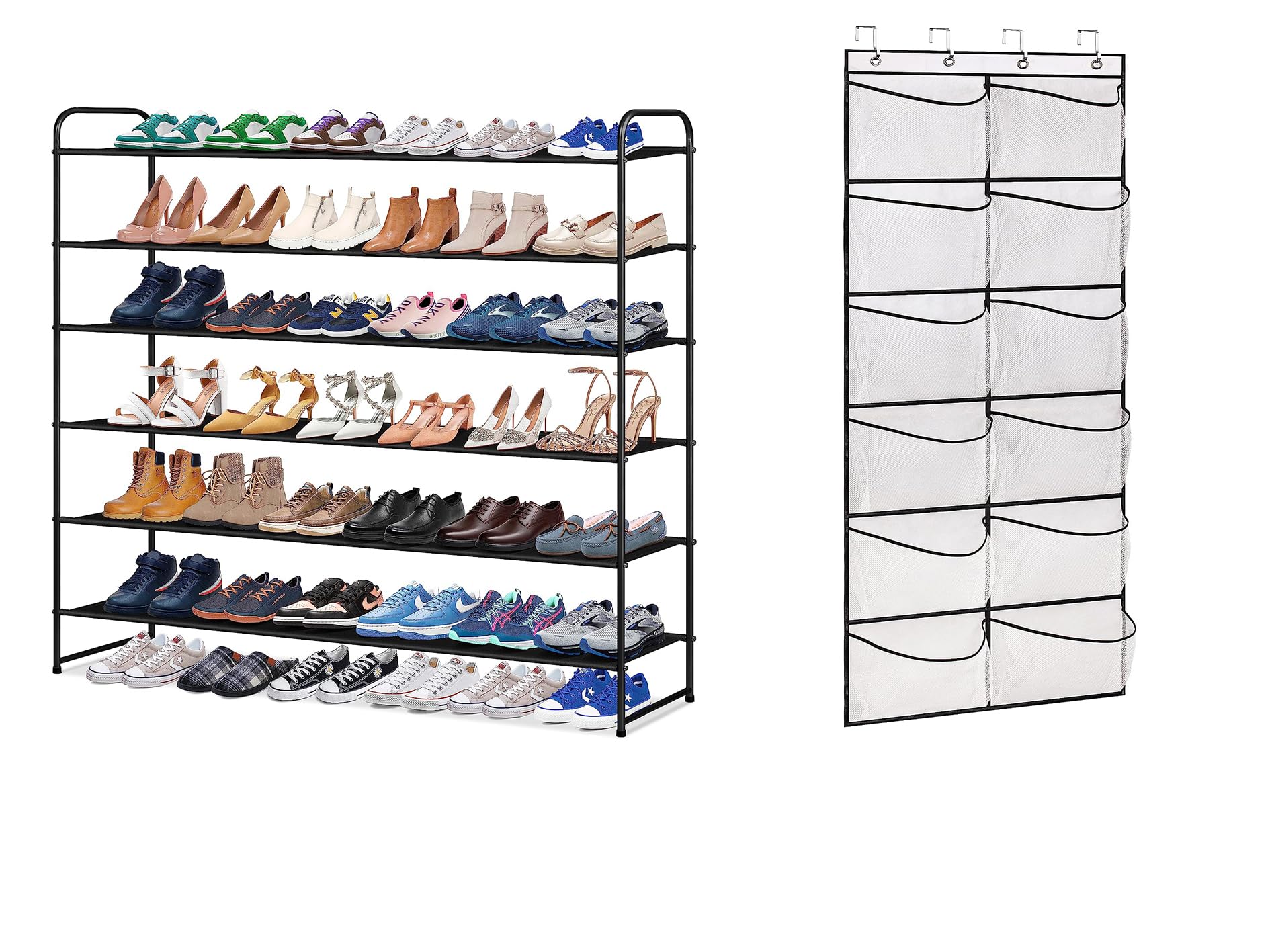 Amazon.com: KIMBORA 6 Tier Long Shoe Rack & Over The Door Shoe ...
