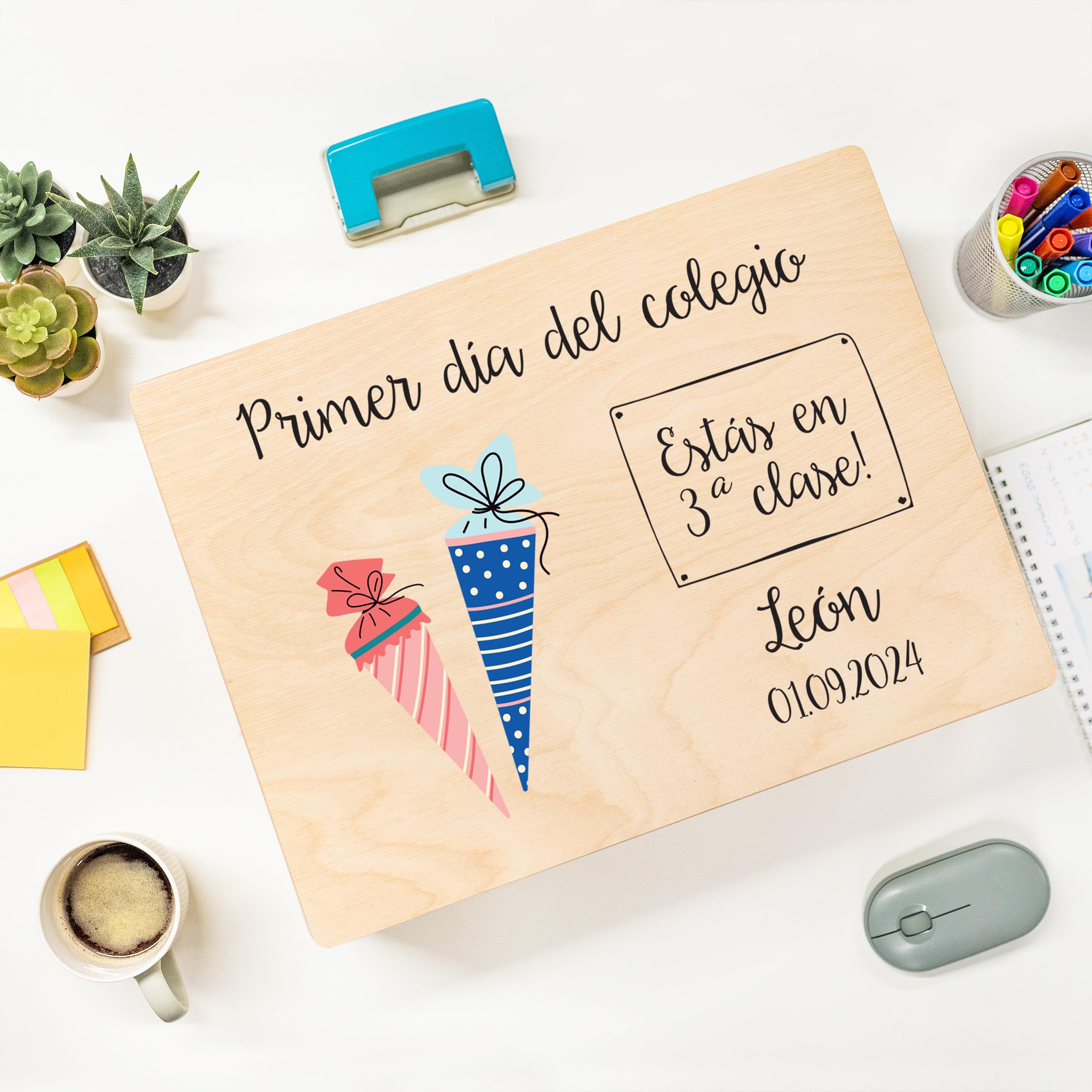 Creative DECO Caja de Regalo Escolar Personalizada con tu Texto Recuerdos