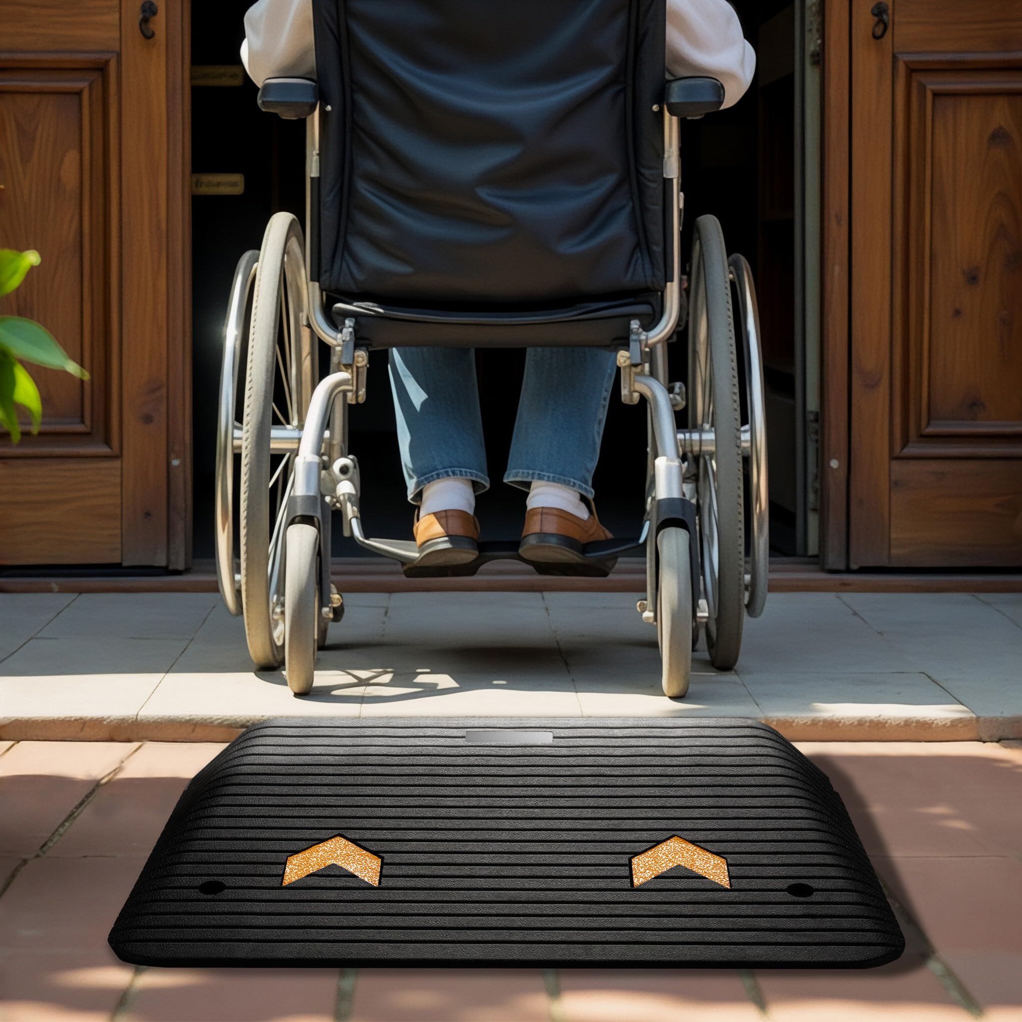 Wiltec Rampe d’accès – 902 x 620 x 102 mm – Capacité Max. 50 t – en Caoutchouc – Handicapés, Fauteuil Roulant & Déambulateur – Surface antidérapante