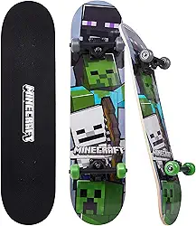 Skate Minecraft Mob 78,7 cm, placa de skate Maple Deck 9 camadas para cruzeiros, esculpir, truques e downhill