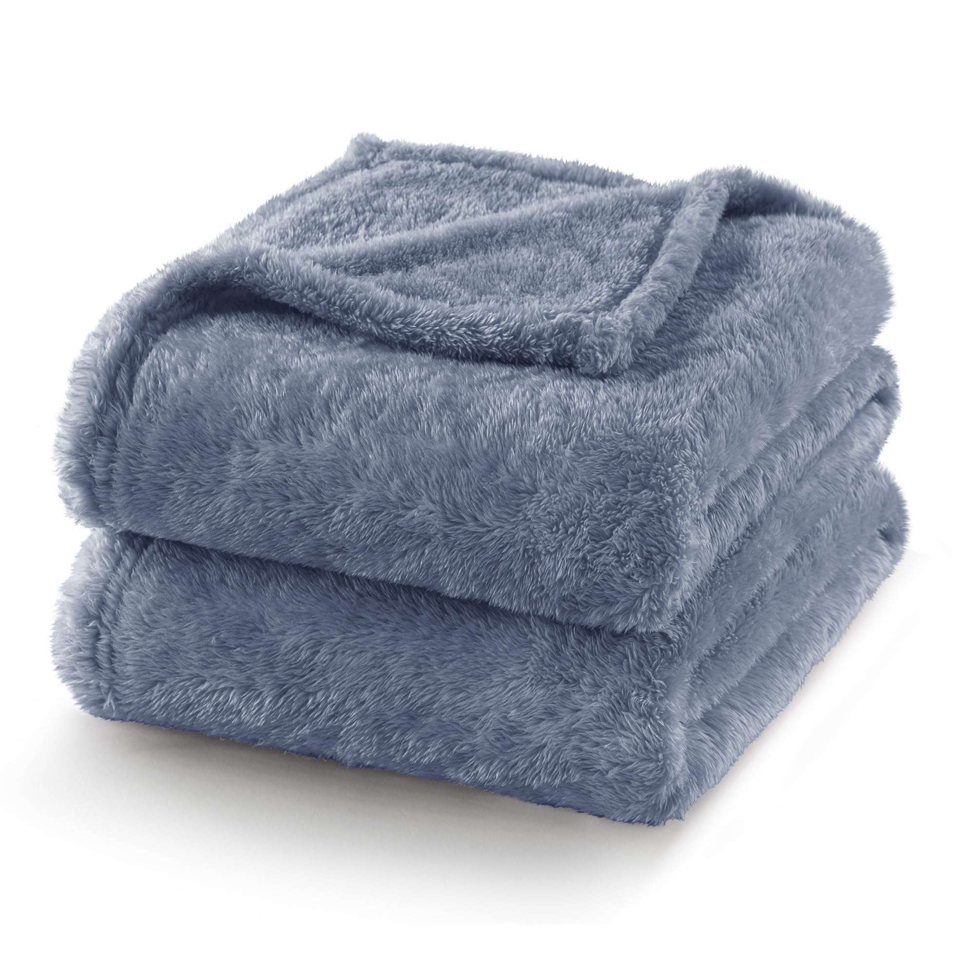 Exclusivo Mezcla Fuzzy Plush Fleece Bed Blanket Twin XL Size, Stone Blue | 90x66 Inches, Super Soft and Cozy Bed Blanket, Fluffy Blanket for Bed, College Dorm Room Essentials, All Season