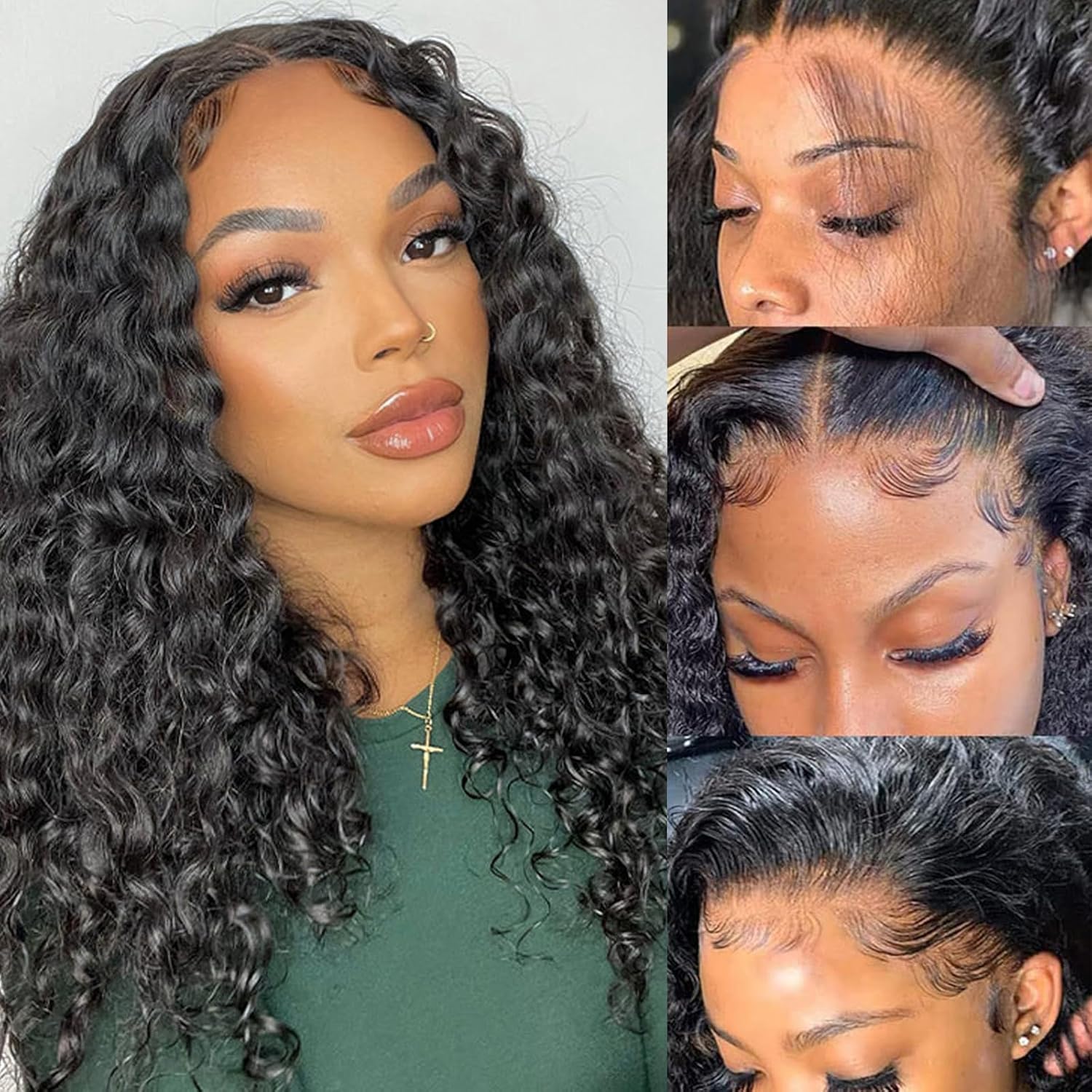 ZIYU Deep Wave Lace Front Wigs Human Hair Wigs for Women 180% Density Transparent 22 inch Deep Curly 13X4 Lace Front Wig Pre Plucked with Baby Hair Glueless Lace Frontal Wigs Human Hair