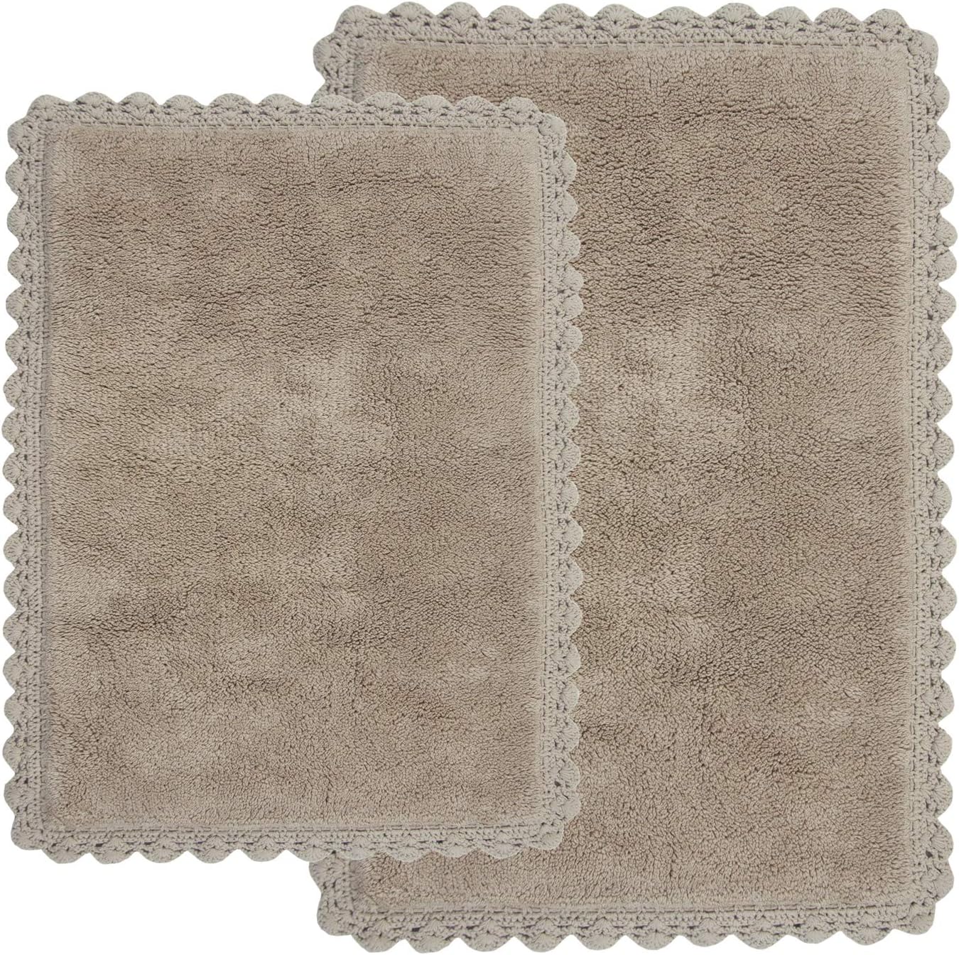 Chesapeake Crochet 2-Piece Bath Rug Set, 21 by 34-Inch and 17 by 24-Inch, Linen
