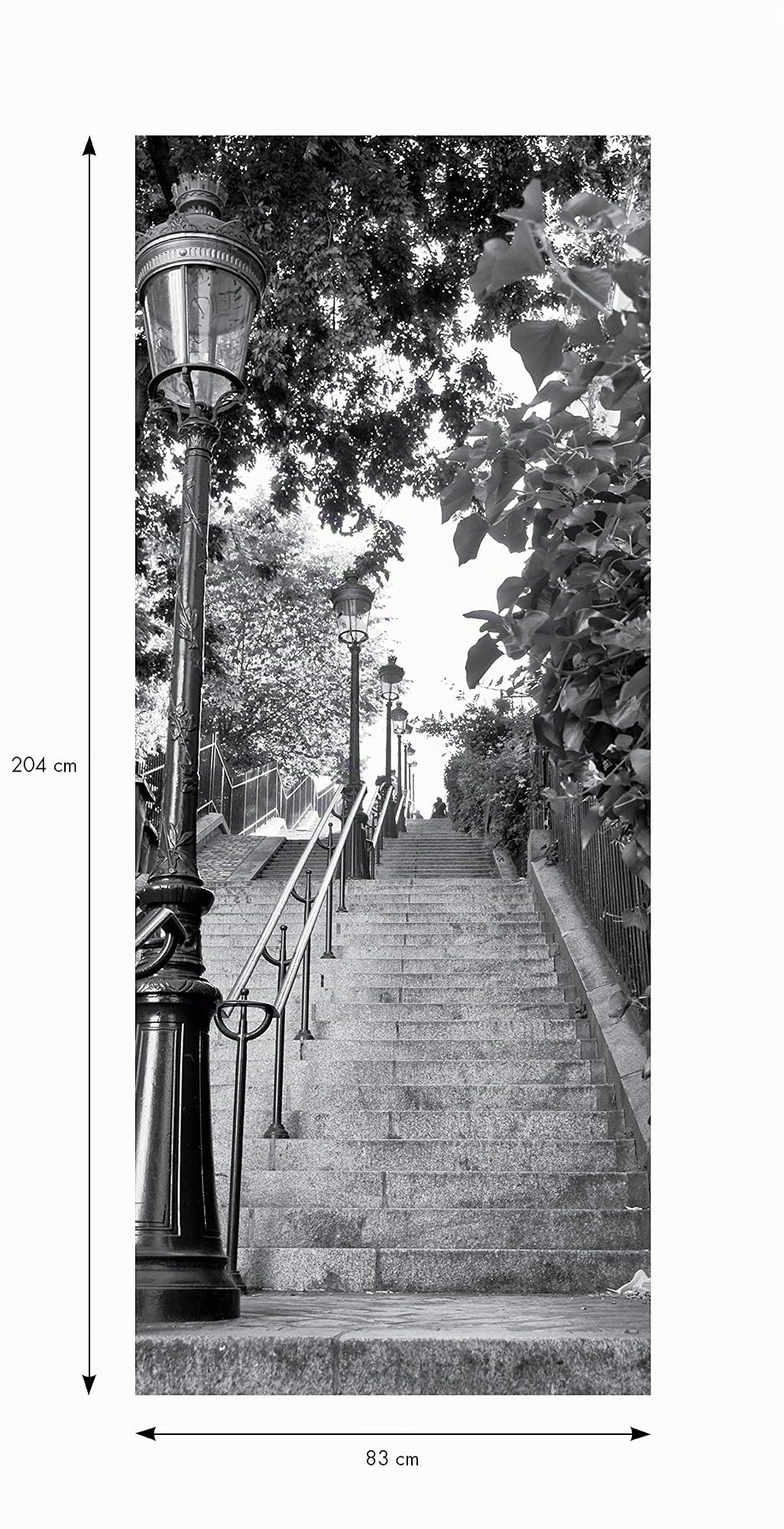 Sticker Porte effet 3D - autocollant Trompe L'œil pour Porte - Décoration pour Porte Cuisine, Salon, Chambre, Salle de Bain - Style Papier peint pour les murs - Escalier Parisien - 204 x 83 cm