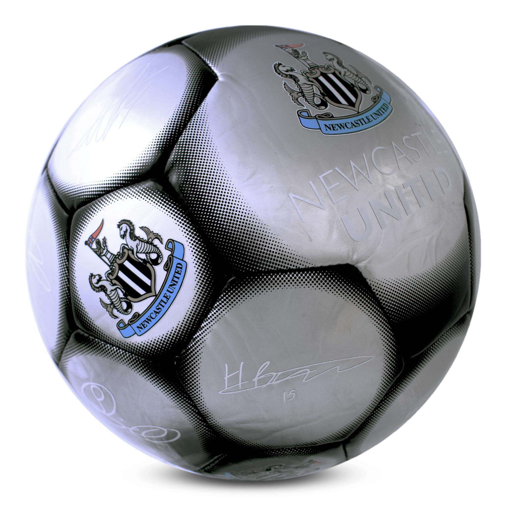 Hy-Pro Officially Licensed Newcastle United F.C. Classic Signature Football - Metallic, Size 5, NUFC, Training, Match, Merchandise, Collectible for Kids and Adults, Black