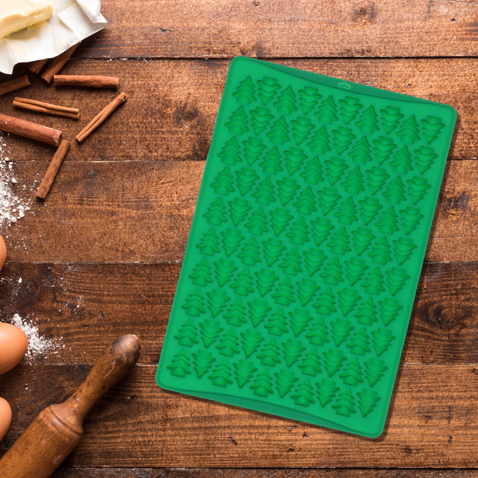 TOYANDONA 5 Set Stampo in Silicone per Albero di Natale, 100 Griglie, Verde | Antiaderente, Facile Sformatura, Accessorio Spatola Incluso, per Cioccolato, Caramelle, Fondente
