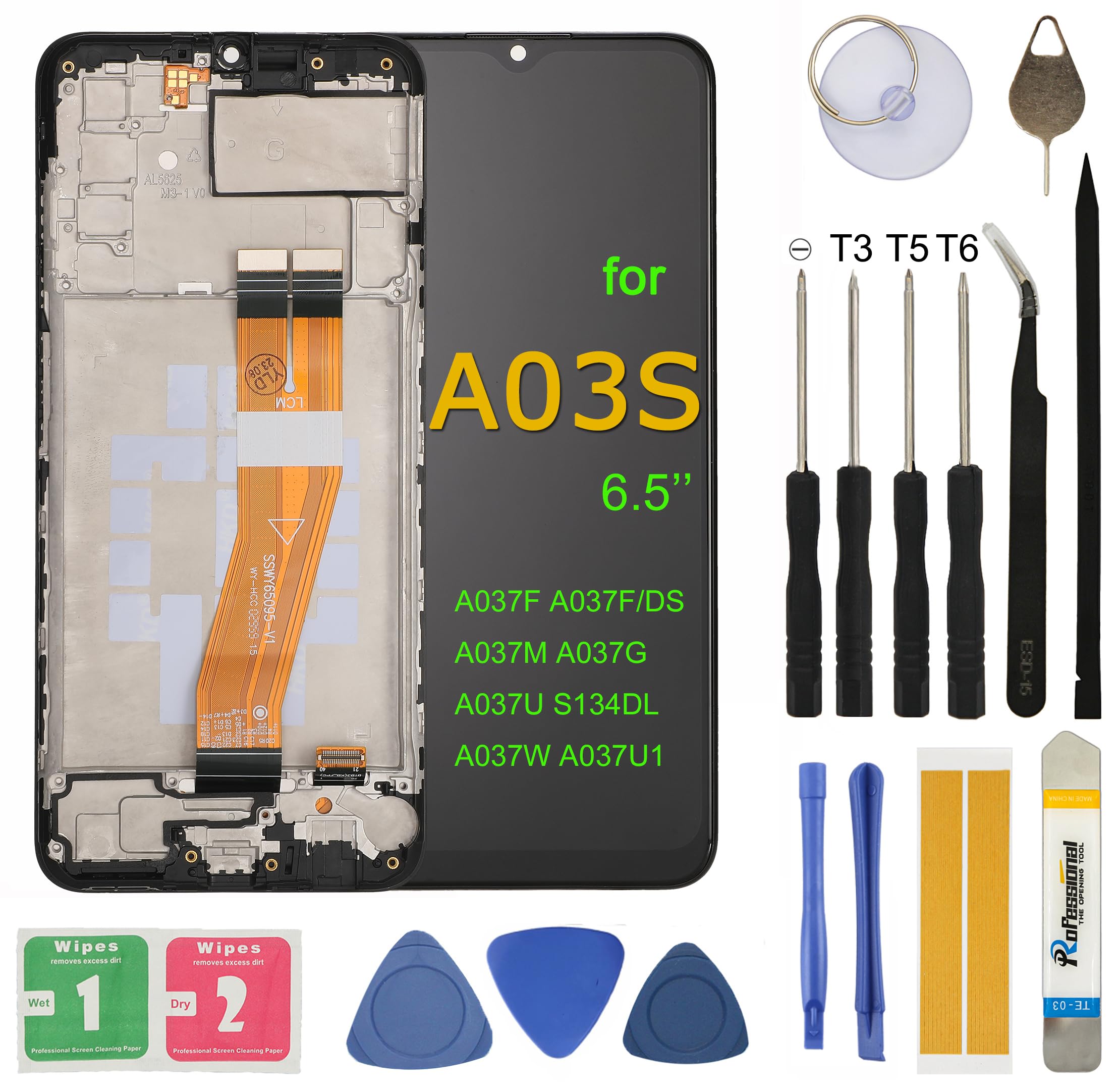 LCD Screen Replacement for Samsung Galaxy A03S SM-A037U A037F A037M A037G S134DL A037W 6.5