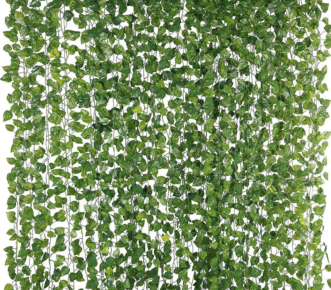 SUPER MARCHE Enchanting Greens Set of 6 Artificial Garlands | Hanging Leaf Vines | 8 Feet Each | Indoor Outdoor Decor | Faux Greenery | Wedding | Wall Backdrop | Home Party Decoration-image-33