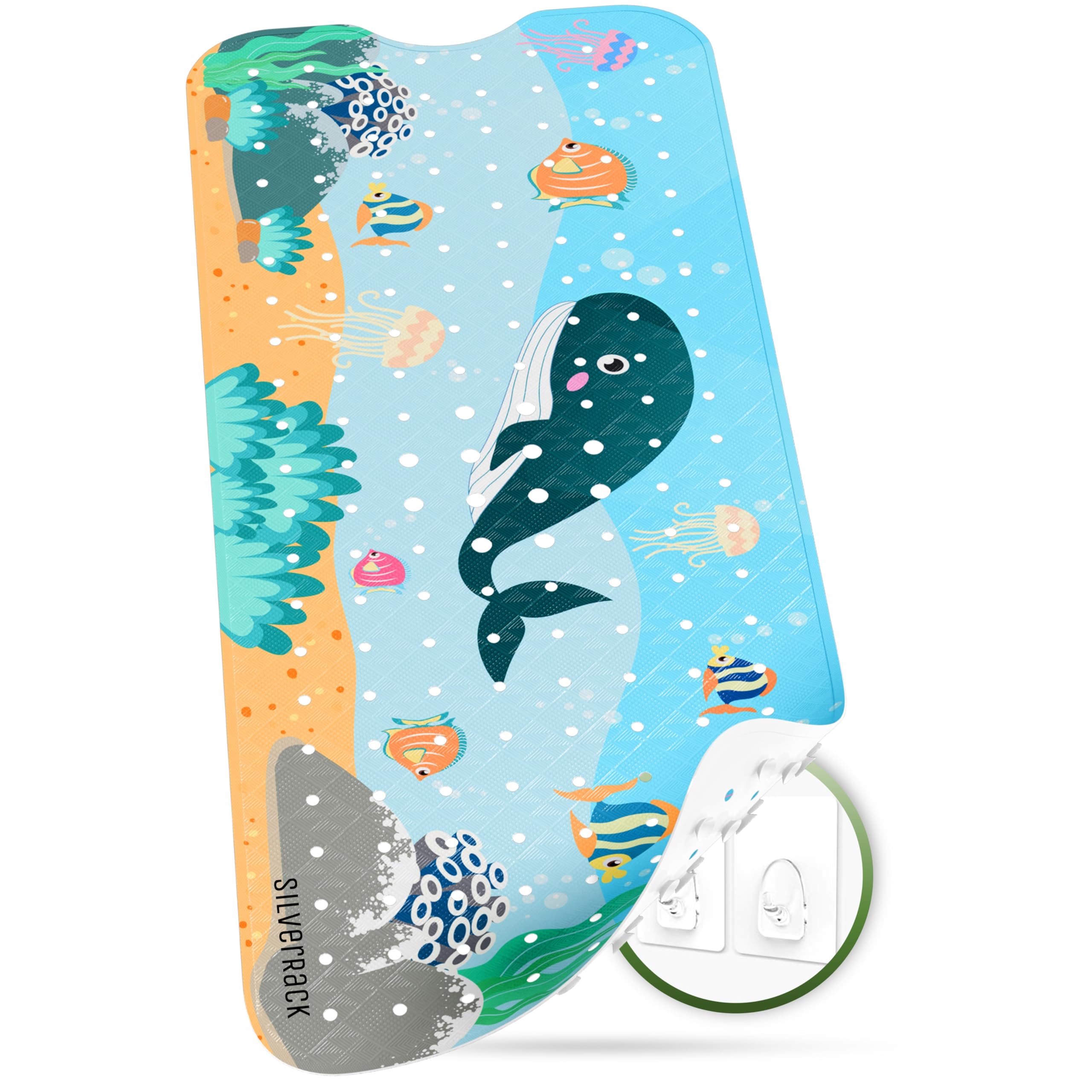 Tappetino Antiscivolo Per Vasca Bambini - 100x40cm Con Ventose E Design Animali Marini - Sicuro E Lavabile - Foto 6