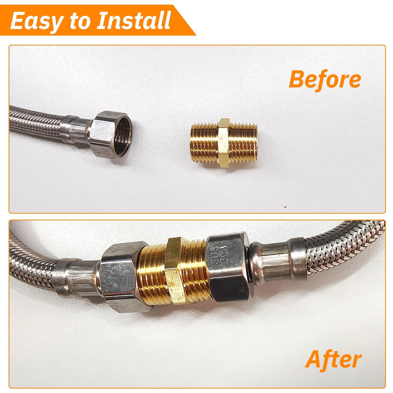 Quirkmyn 4PCS Hex Brass Nipple 1/2"NPT Male X 1/2" NPT Male - View #8