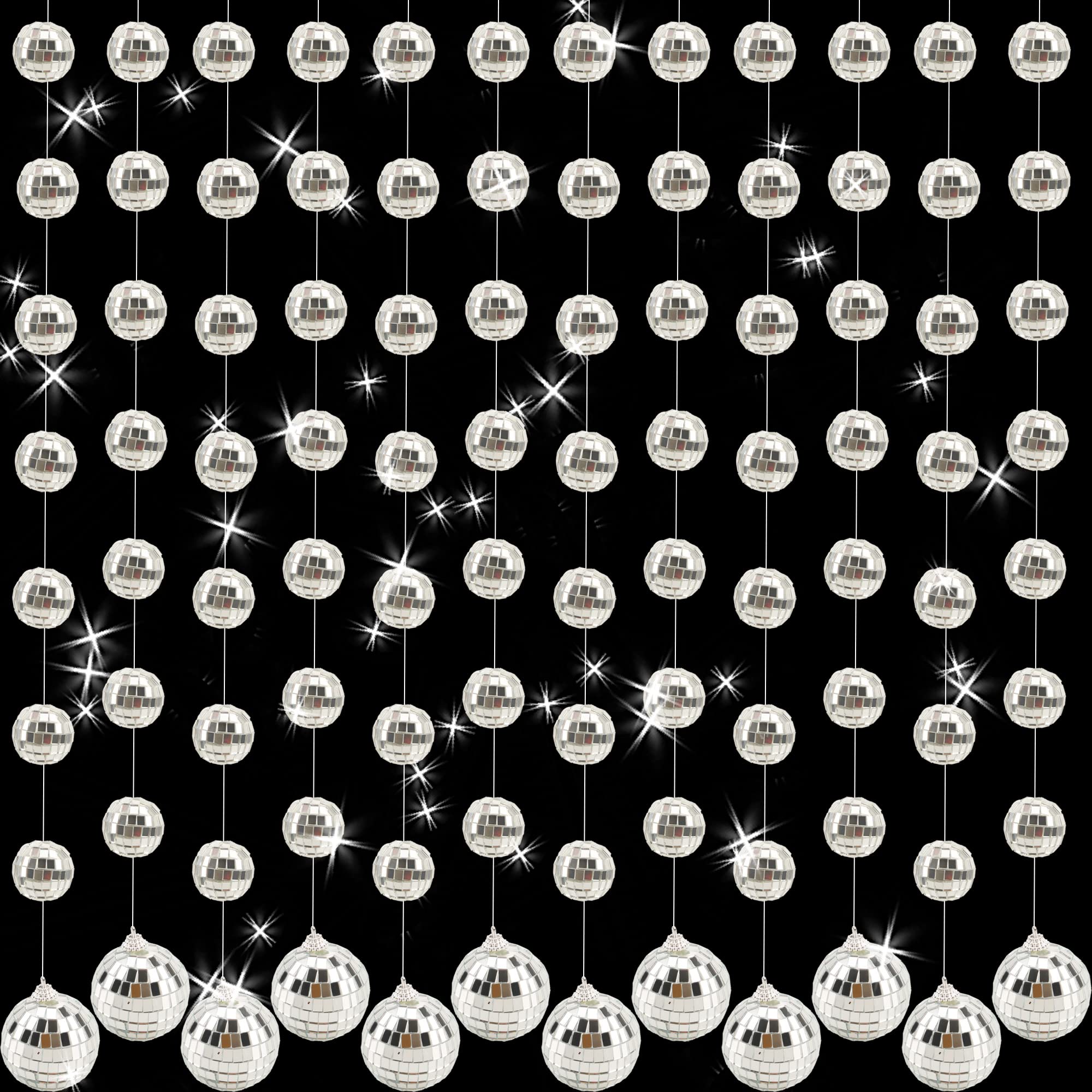 Cotiny 12 Pack Mini Disco Ball Ornaments Reflective Silver Mirror Disco Ball Hanging Decorations for Birthday Party Xmas Tree Home Supplies