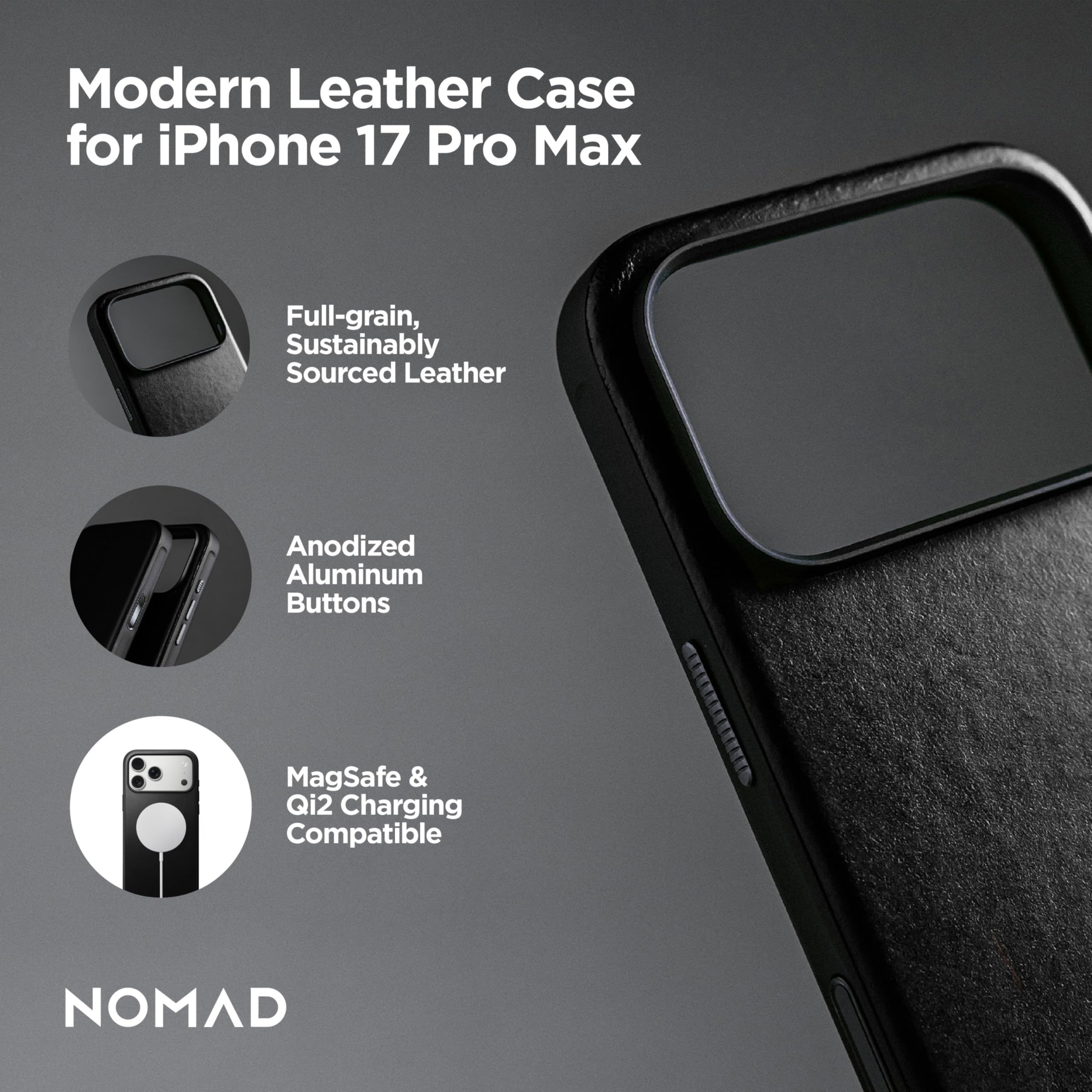 Amazon.co.jp: NOMAD モダンレザーケース ブラック iPhone 17 Pro Max