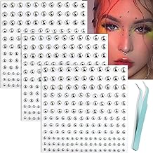 nooepc Face Gems Lip Stud Fake Piercing for Lips, Fake Nose, Eyebrow, Prison Pen, No Piercing, Silver Sticker, Belly Button Sticker, Face, H, Acrylic