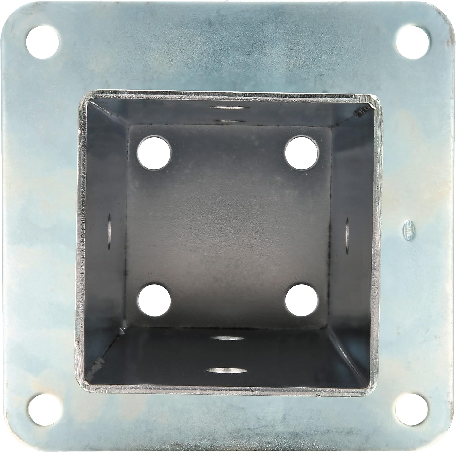 Amig - Square Floor Fixing Bracket Mod.358 in Zinc Plated Steel | Ideal Screw Base for Fences, Posts, Fences or Wooden Beams for Gardens, Patios or Terraces | Size: 72 mm