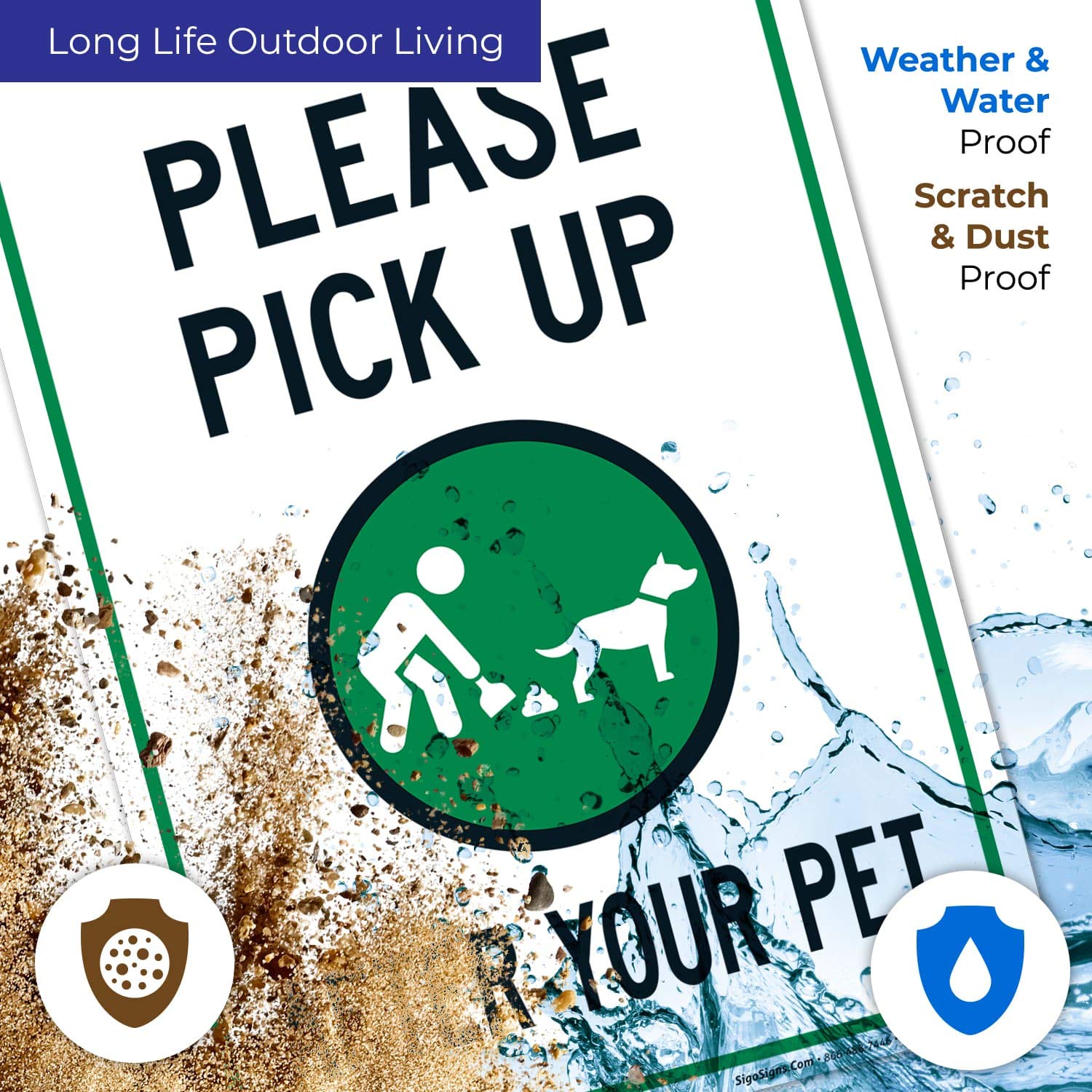 Clean Up After Your Dog Sign, Please Pick Up After Your Pet Sign, 12x18 Inches, Rust Free .063 Aluminum, Fade Resistant, Made in USA