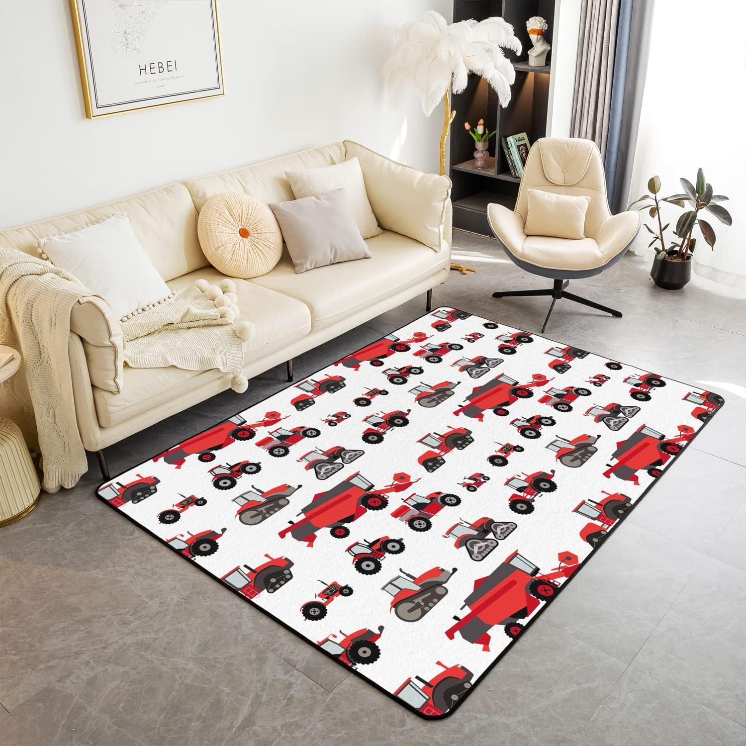 Tapis tracteur 3D pour chambre d'enfant : confort antidérapant 80x160 cm