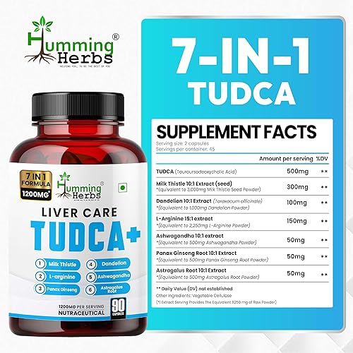 Miniatura 2 de cuidado del hígado tudca+ fórmula 7 en 1 mezcla de tudca, l-arginina, cardo mariano, diente de león, ashwagandha, panax ginseng, raíz de astrágalo -